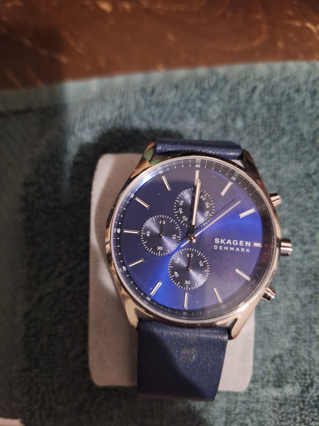 Mens skagen denmark watch blue dial/ Black band