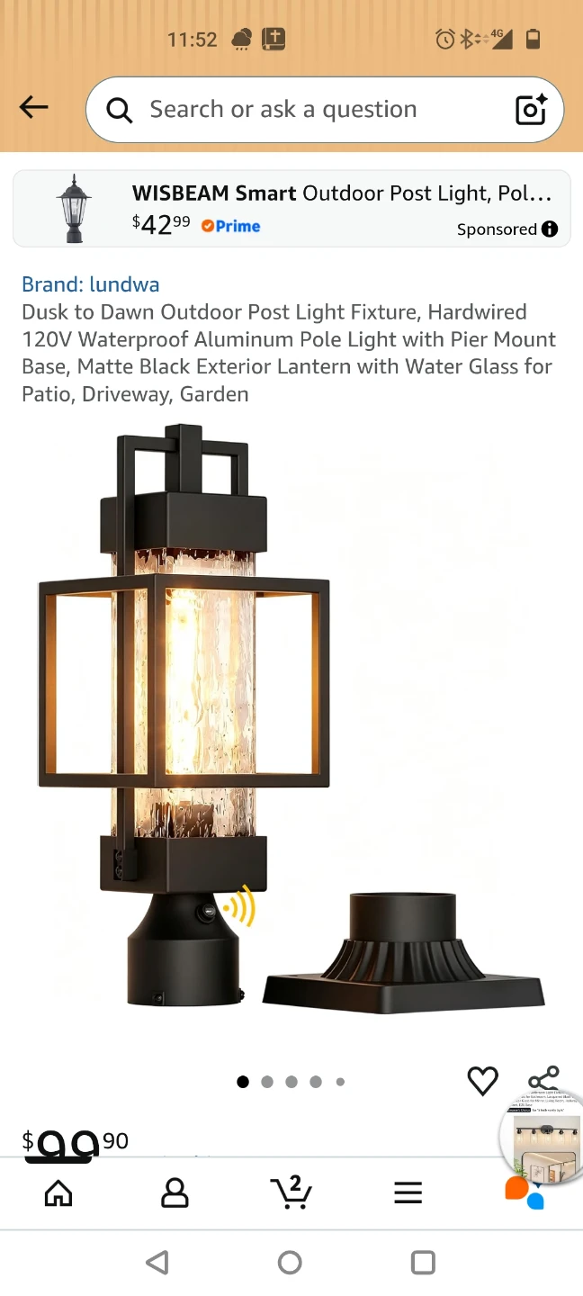 Lundwa Dusk to Dawn Outdoor Post Light