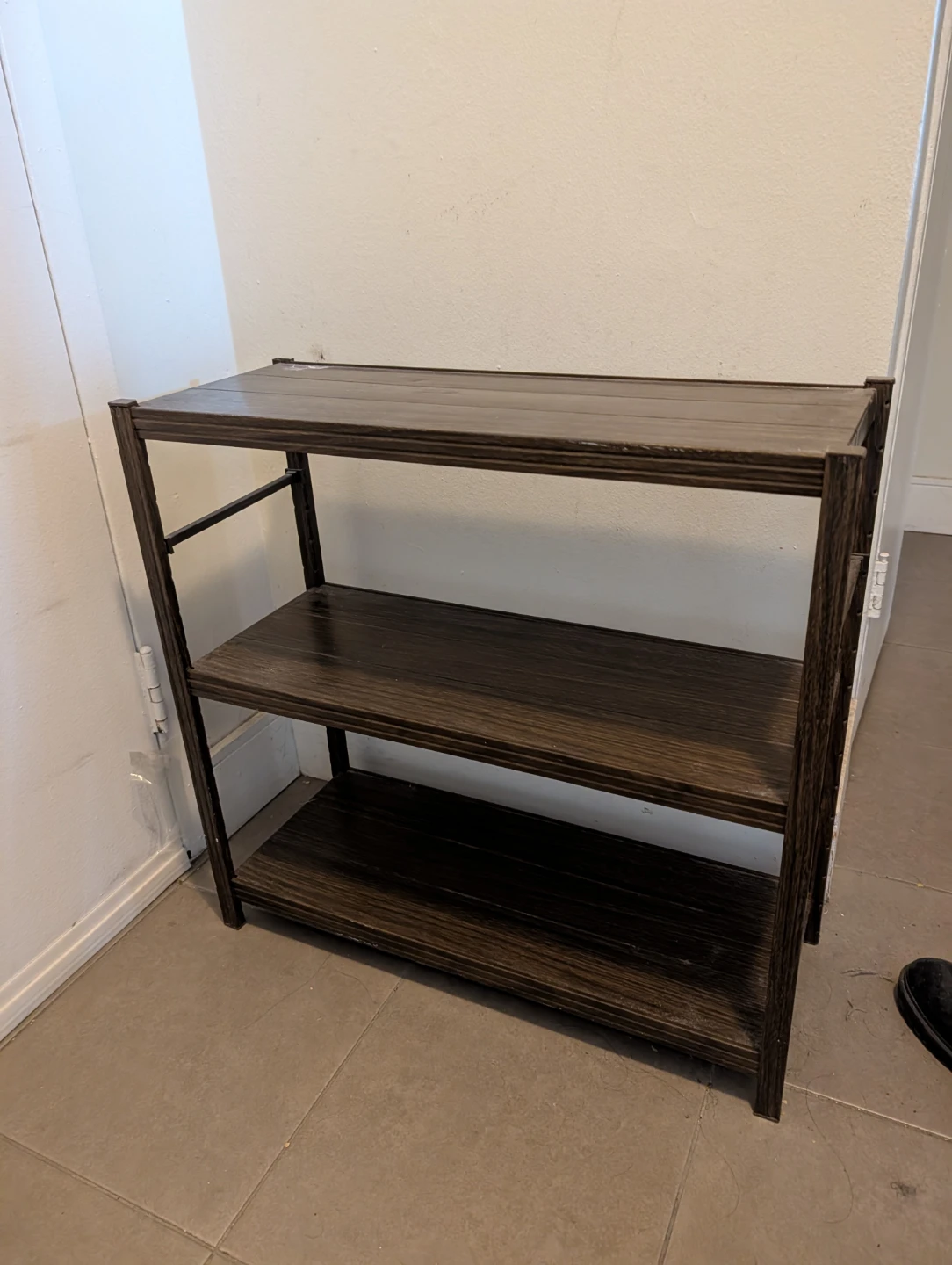 Dark Wood Finish 3-Tier Sturdy light weight Metal Shoe Rack 🏈 - photo 2