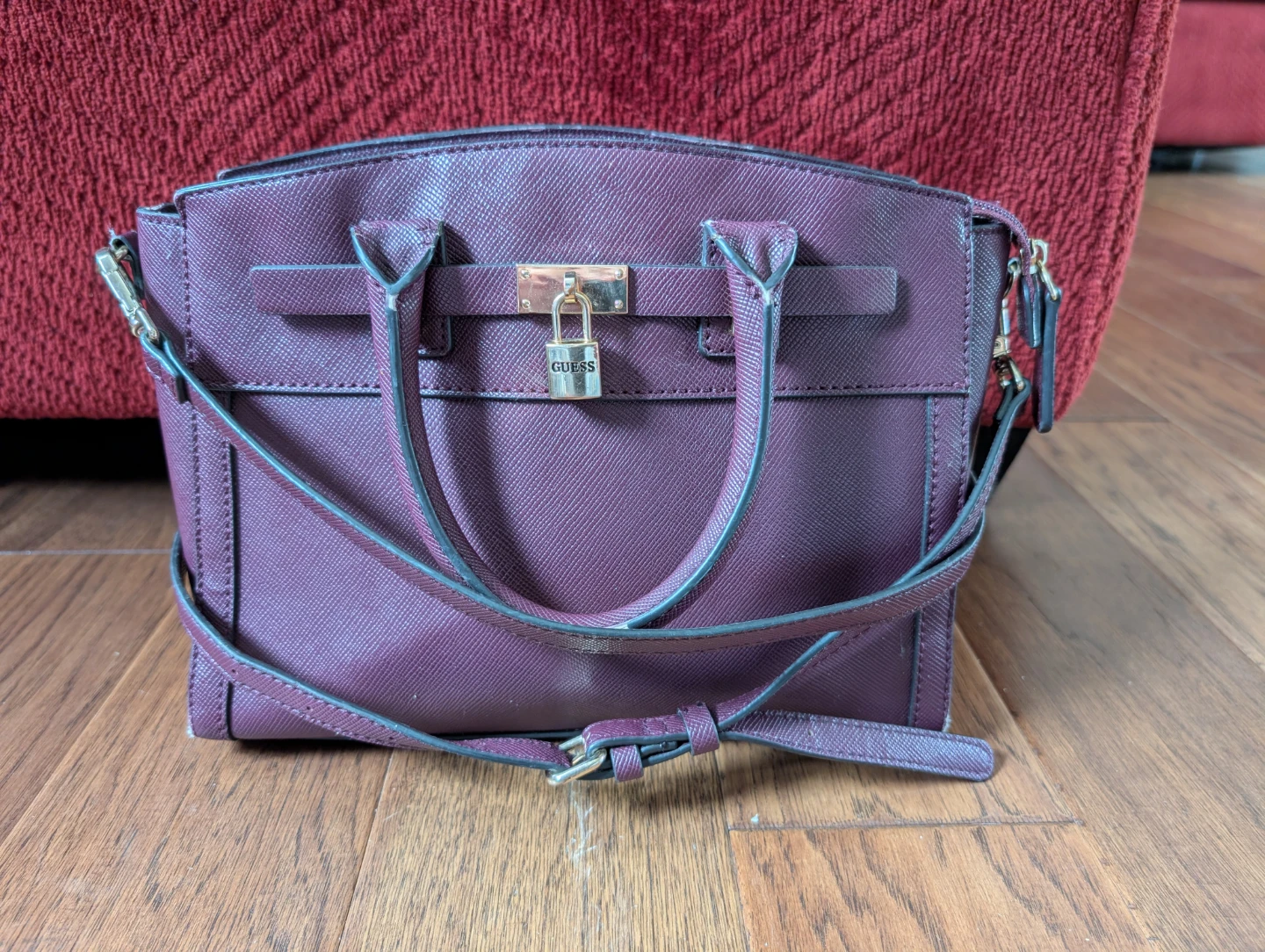 GUESS Maroon Satchel Handbag