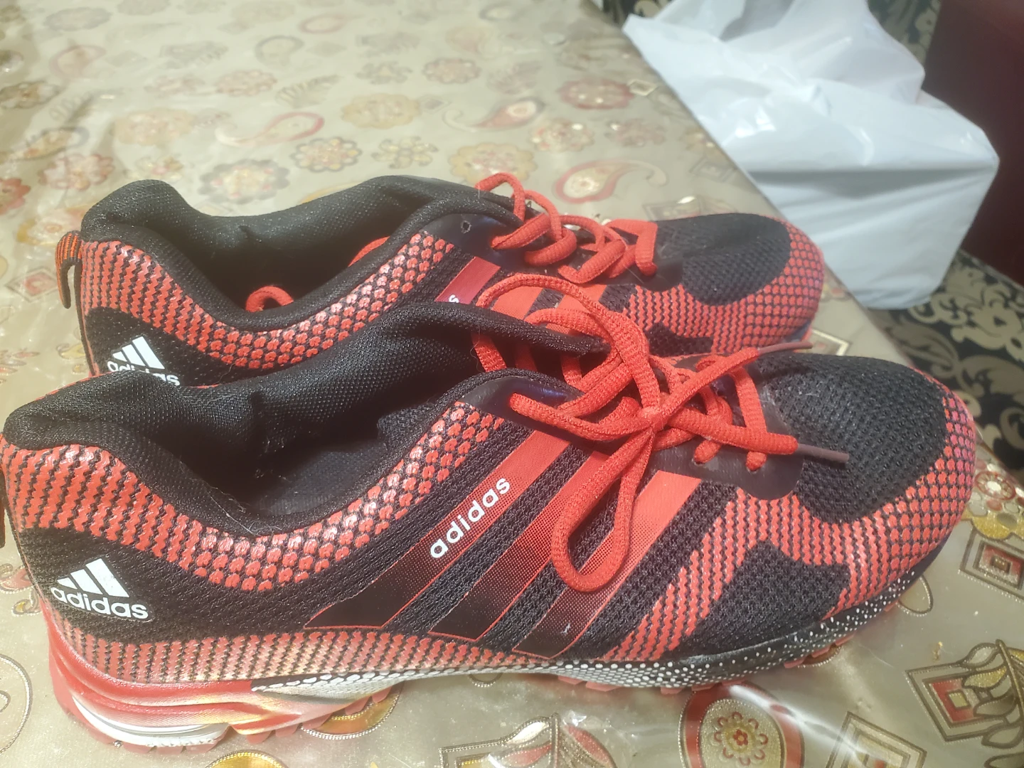 Adidas running shoes black and red
