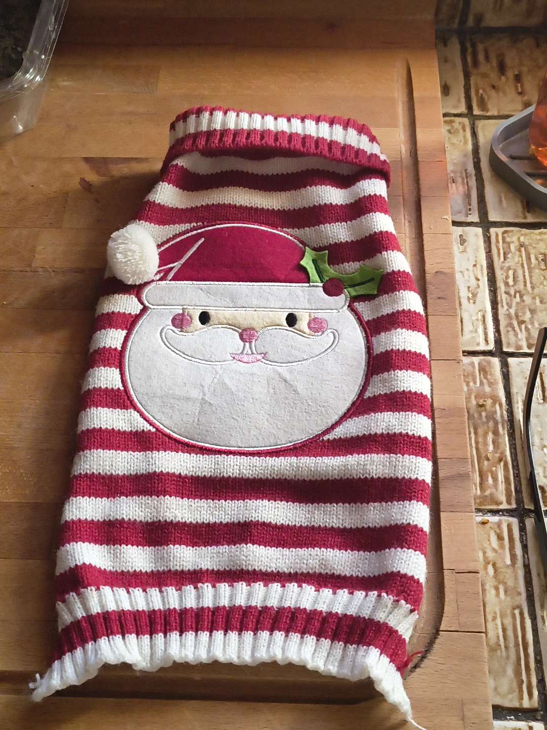 Red and White Striped Santa Dog Sweater