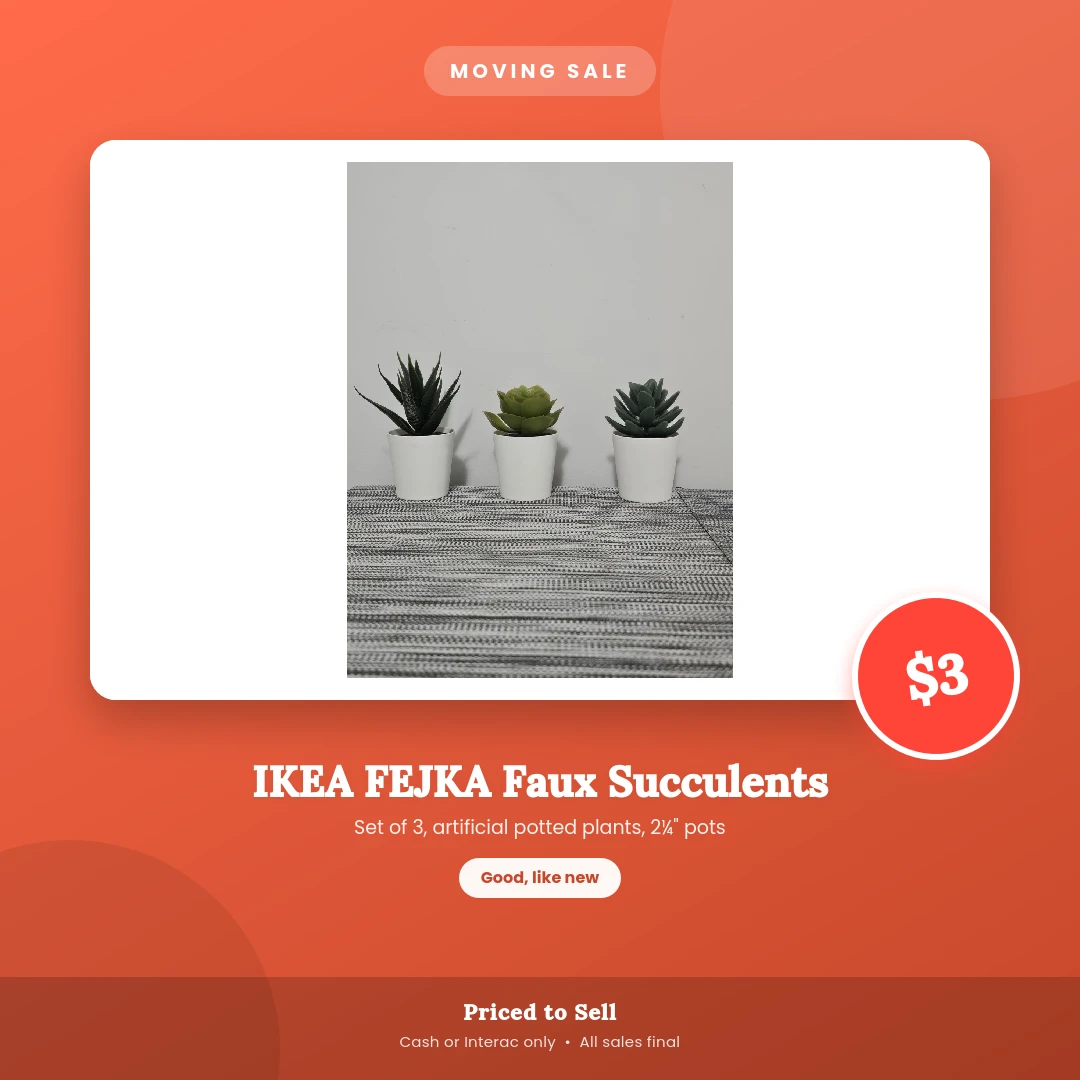 IKEA FEJKA Faux Succulents Set of 3