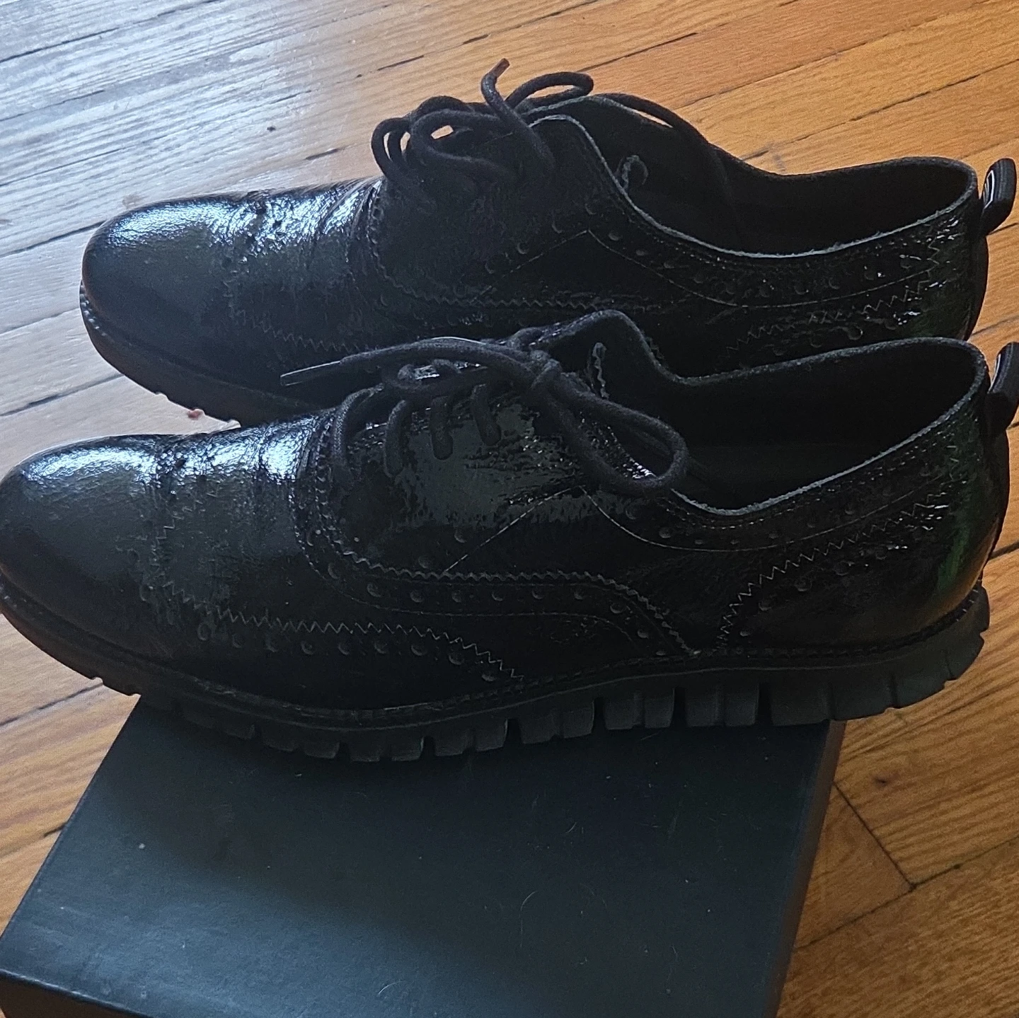 Cole Haan Black Patent Wingtip Oxford Shoes - photo 2