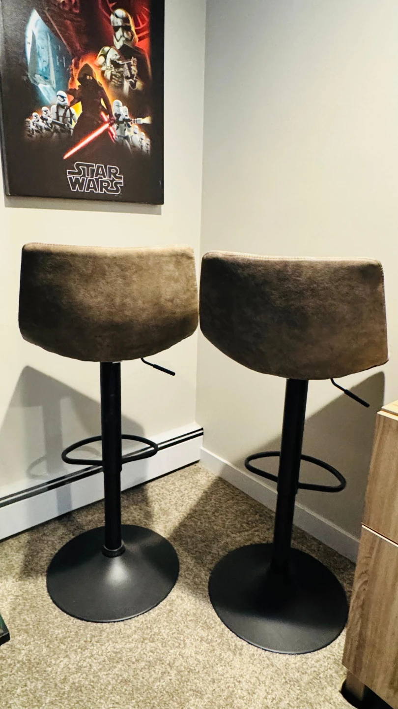 Set of Two Adjustable Brown Bar Stools - photo 4