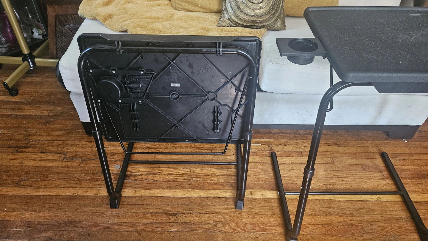 Set of 2 Adjustable Black TV Tray Tables - photo 3