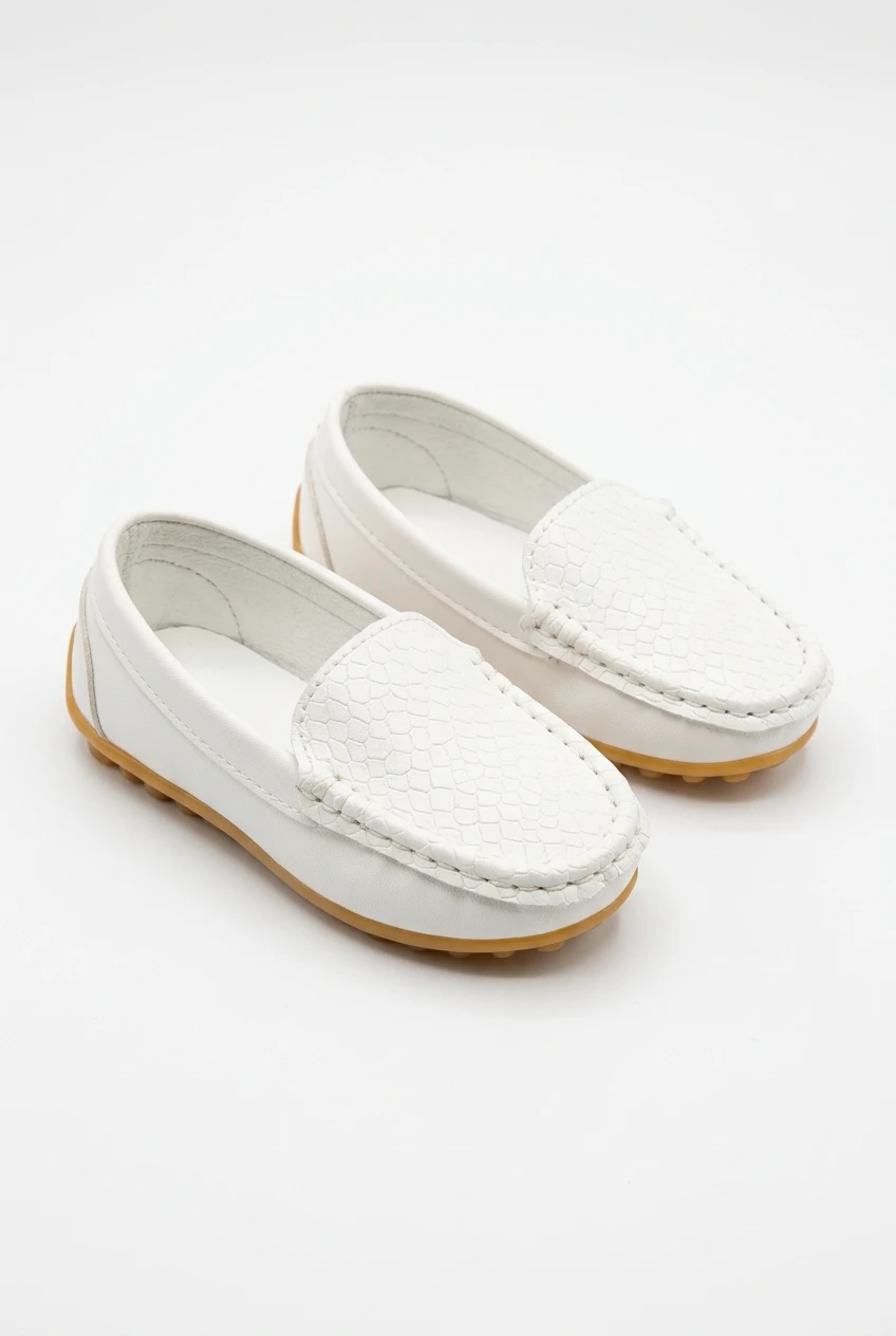 White Faux Snakeskin Slip-On Loafers - photo 4