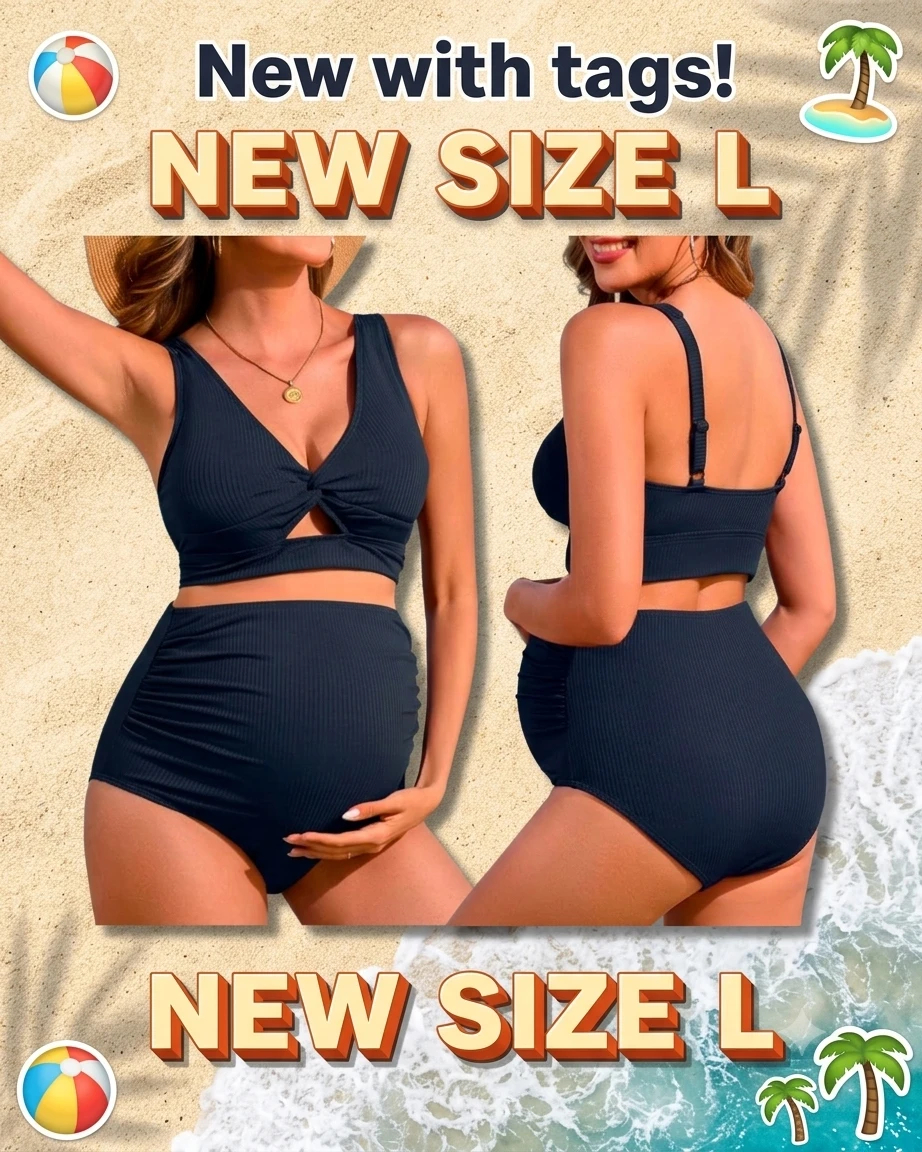 ​🏈​✨ Stylish Two-Piece Maternity Swimsuit (Ribbed) ✨​🏈