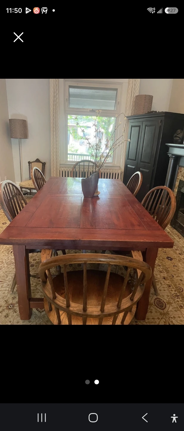 🏈Solid Wood Dining Table with two extensions - photo 2