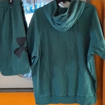 Under Armour Cold Gear Hoodie & Shorts Set, Dark Green, Size XL - photo 3