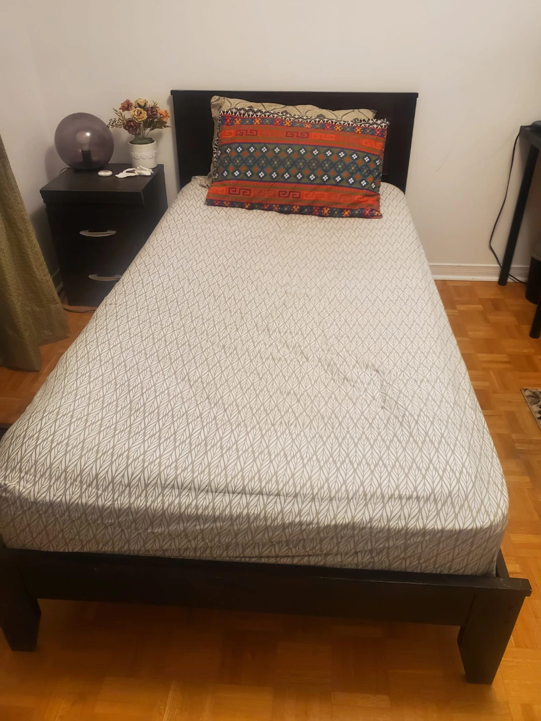 Dark Brown Twin Bed Frame with Mattress - photo 2