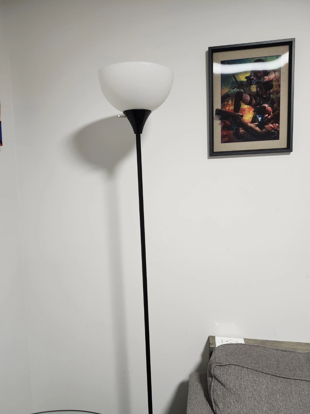 Black Floor Lamp with White Shade