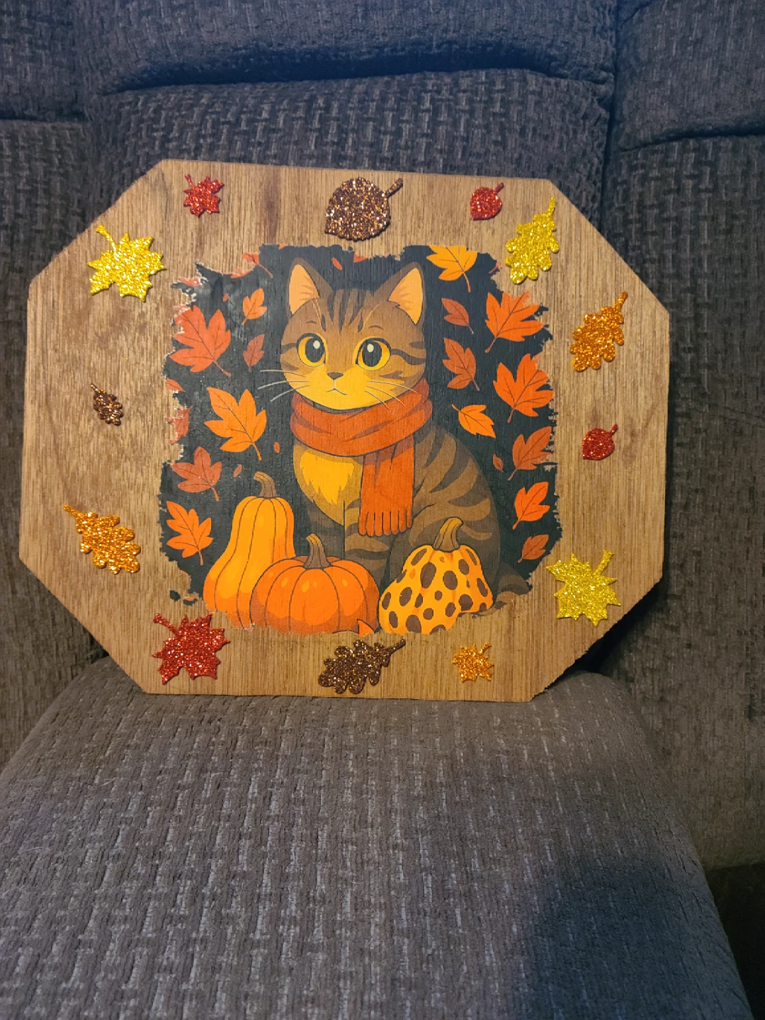 Handmade Fall Cat Decoration