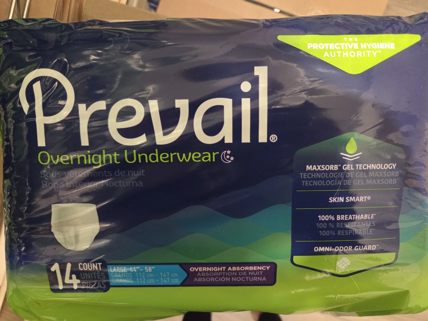 Prevail Overnight Underwear, Large, 14 Count