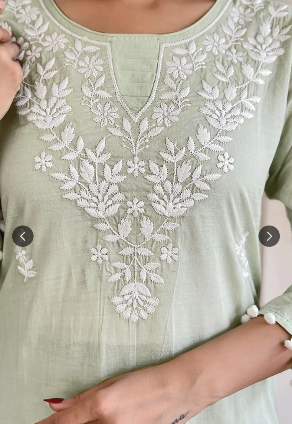 Light Green Three-Piece Embroidered Suit Set - photo 5