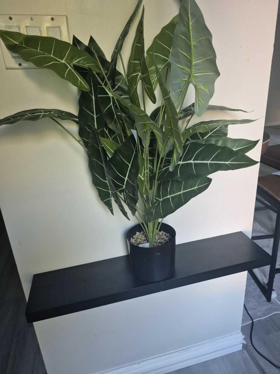 Artificial Elephant Ear Plant in Black Pot