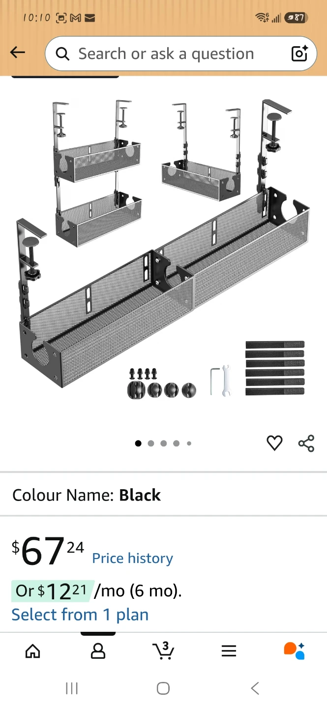 Under-Desk Cable Management Tray Set
