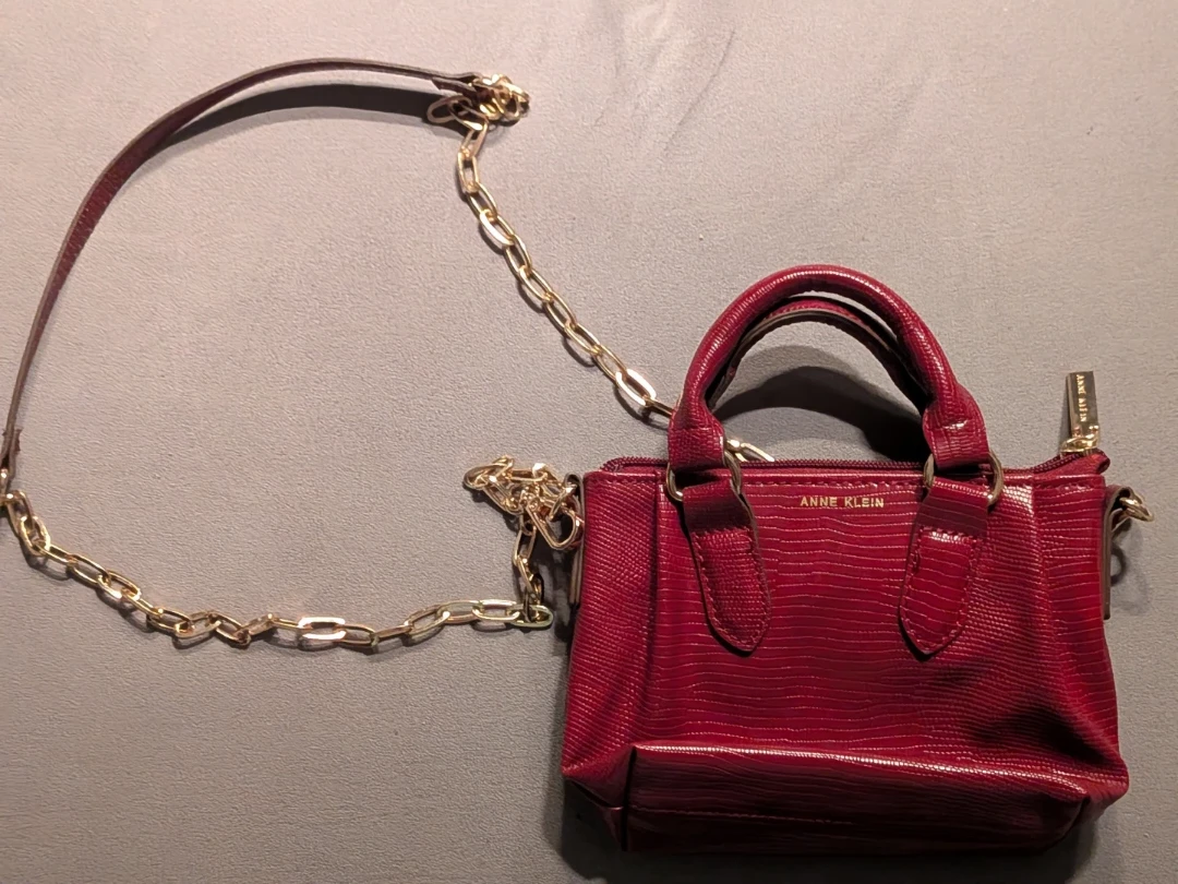 Anne Klein Red Lizard Embossed Mini Top Handle Bag - photo 2