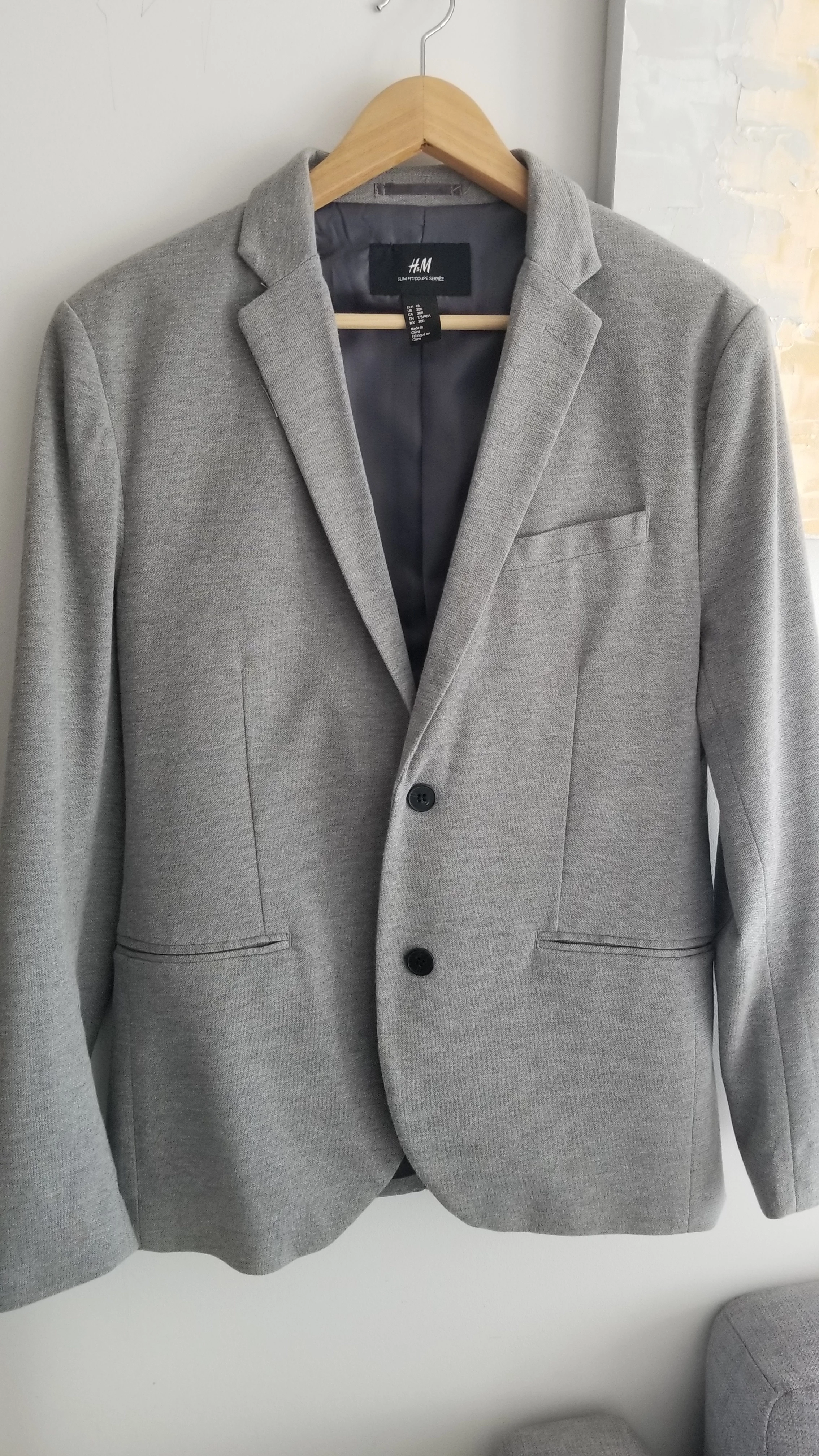 H&M Slim Fit Blazer - Grey - Size 38R
