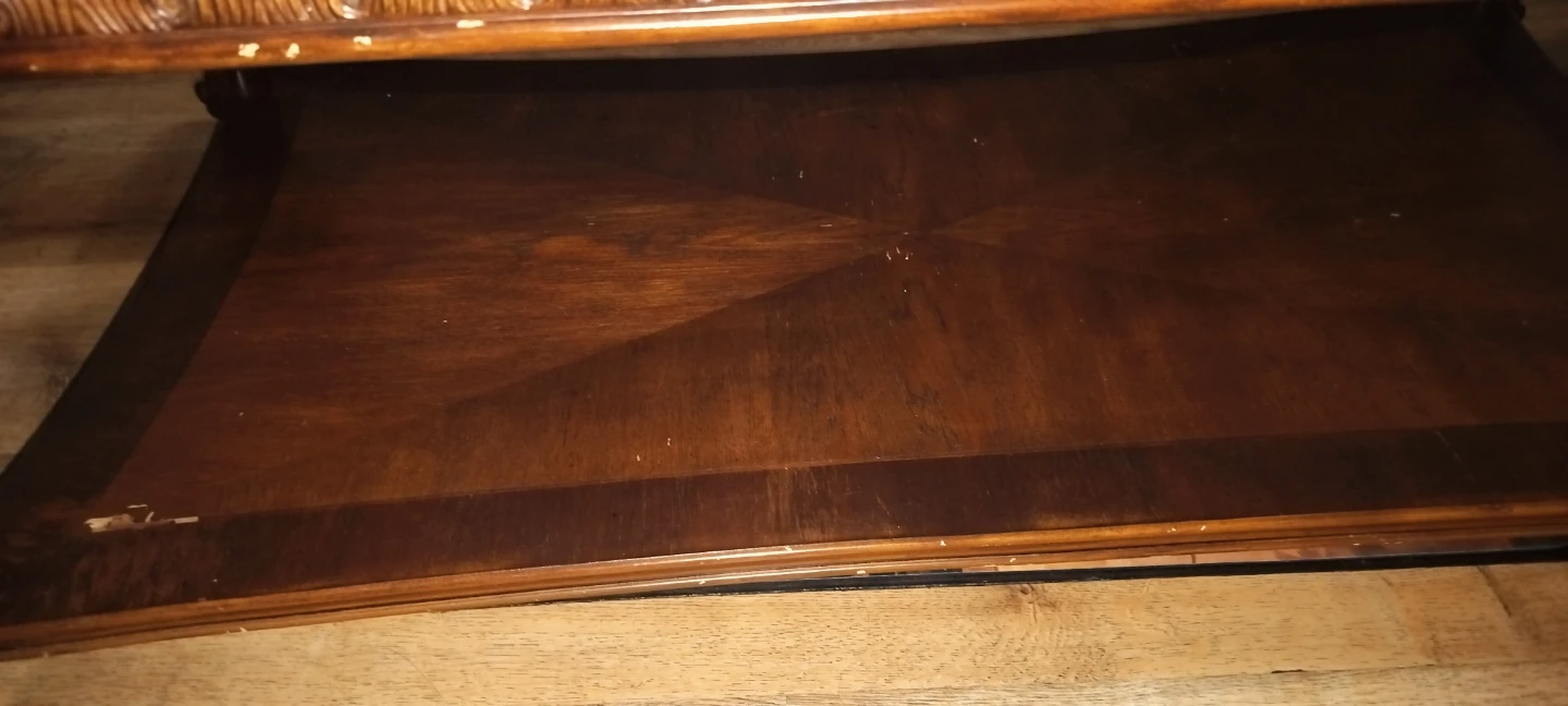 Traditional Wood Coffee Table with Glass Top - photo 4