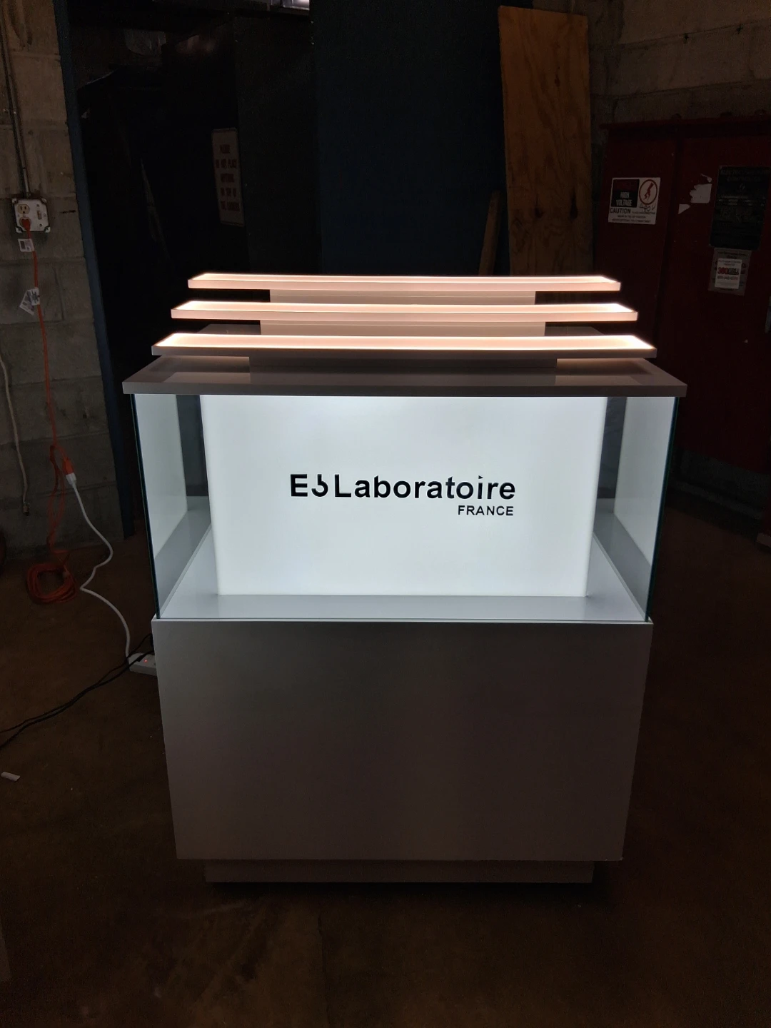 Lit Product Display Case with Shelving