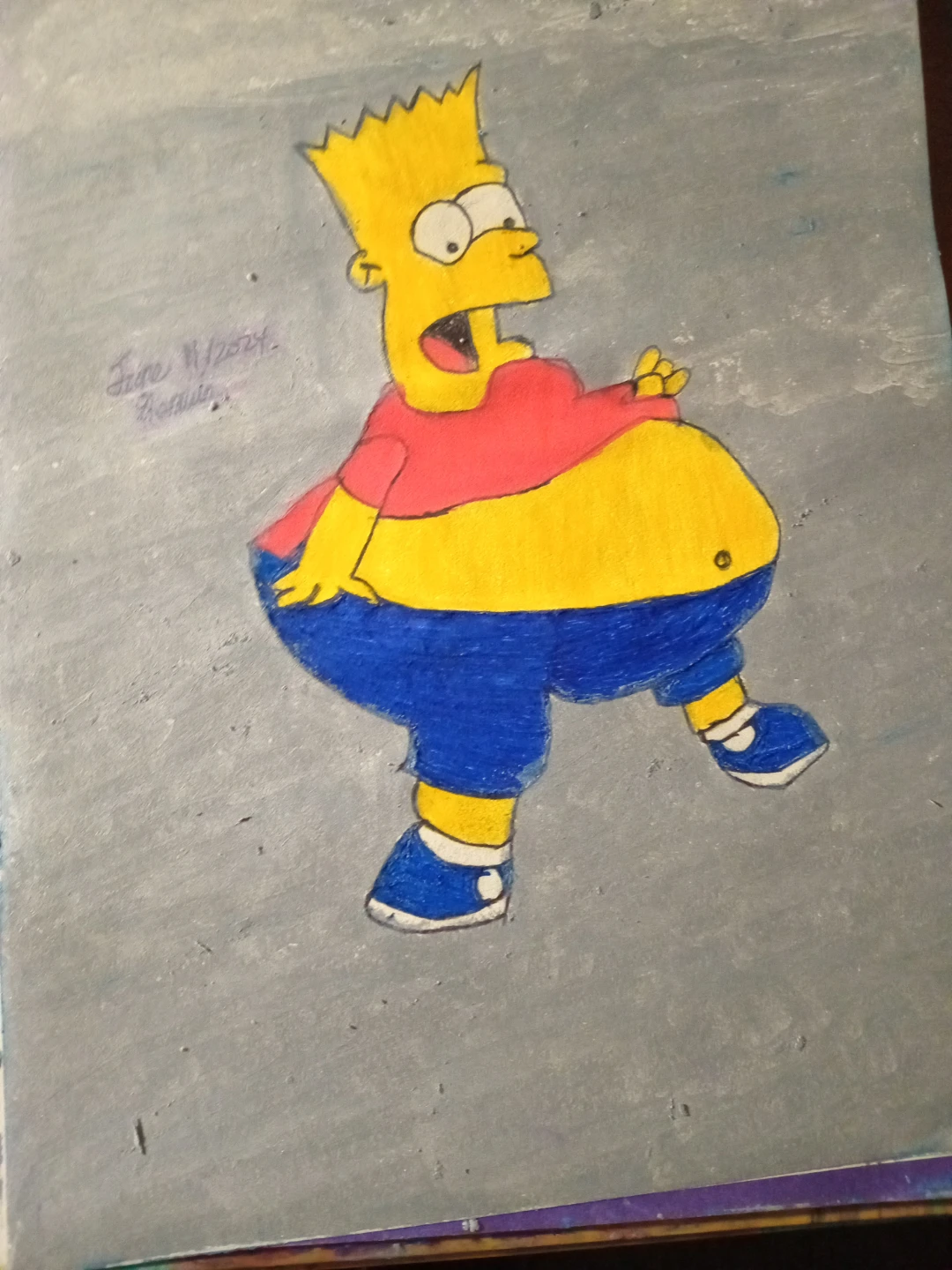 BLOATED FAT BART SIMPSON DRAWING BY SHERWIN - photo 2