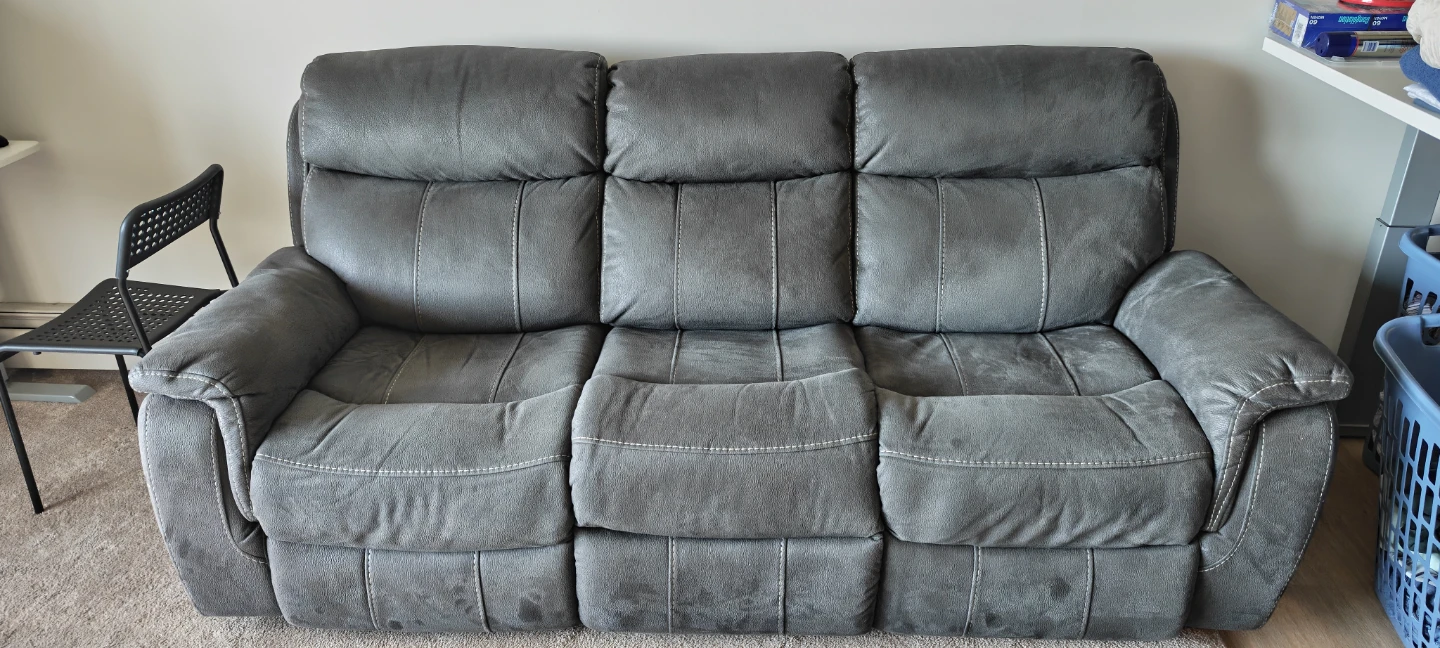 Dark Grey Three-Seater Reclining Sofa - photo 2