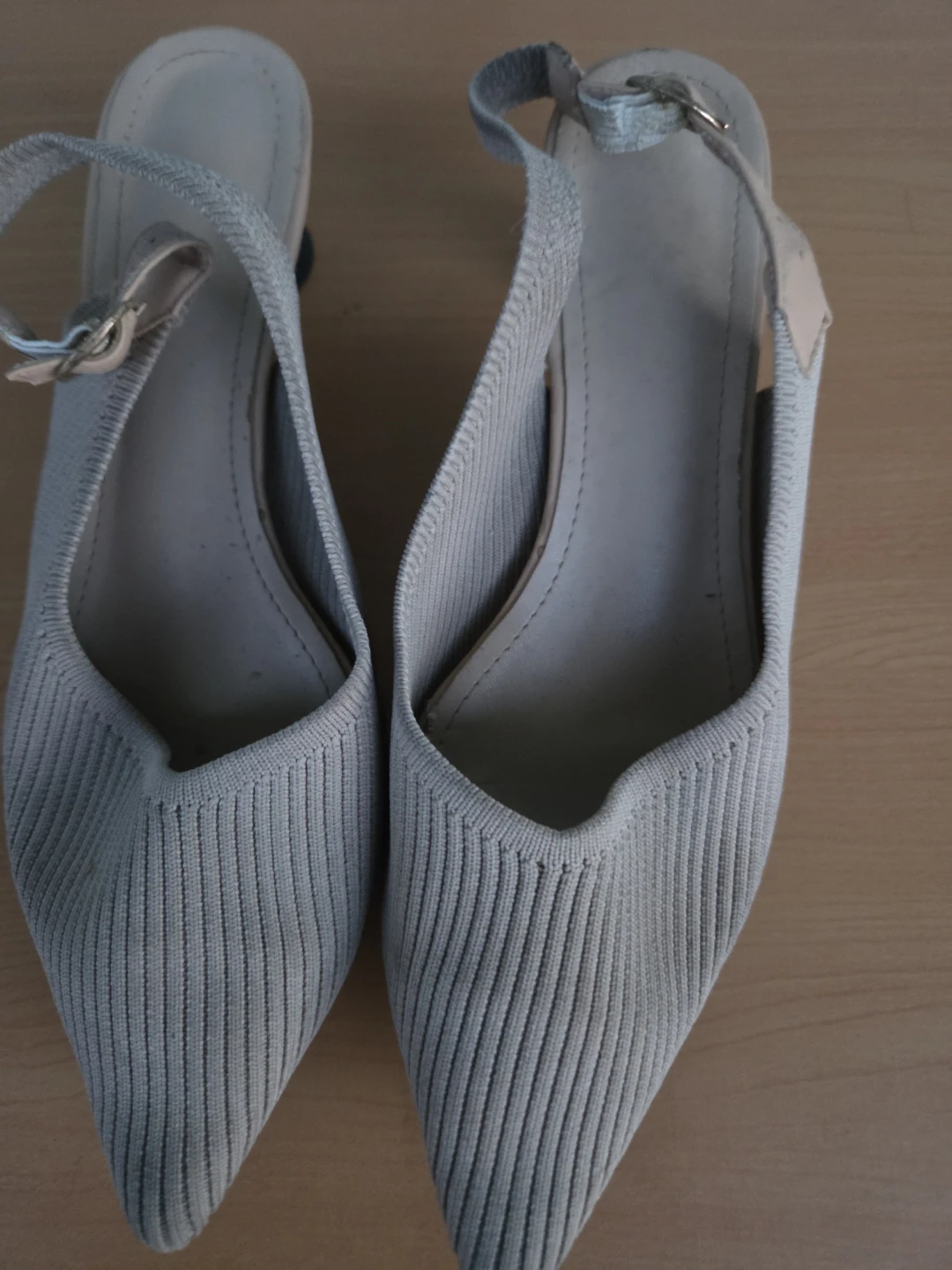 Light Grey Knit Slingback Heels - photo 5