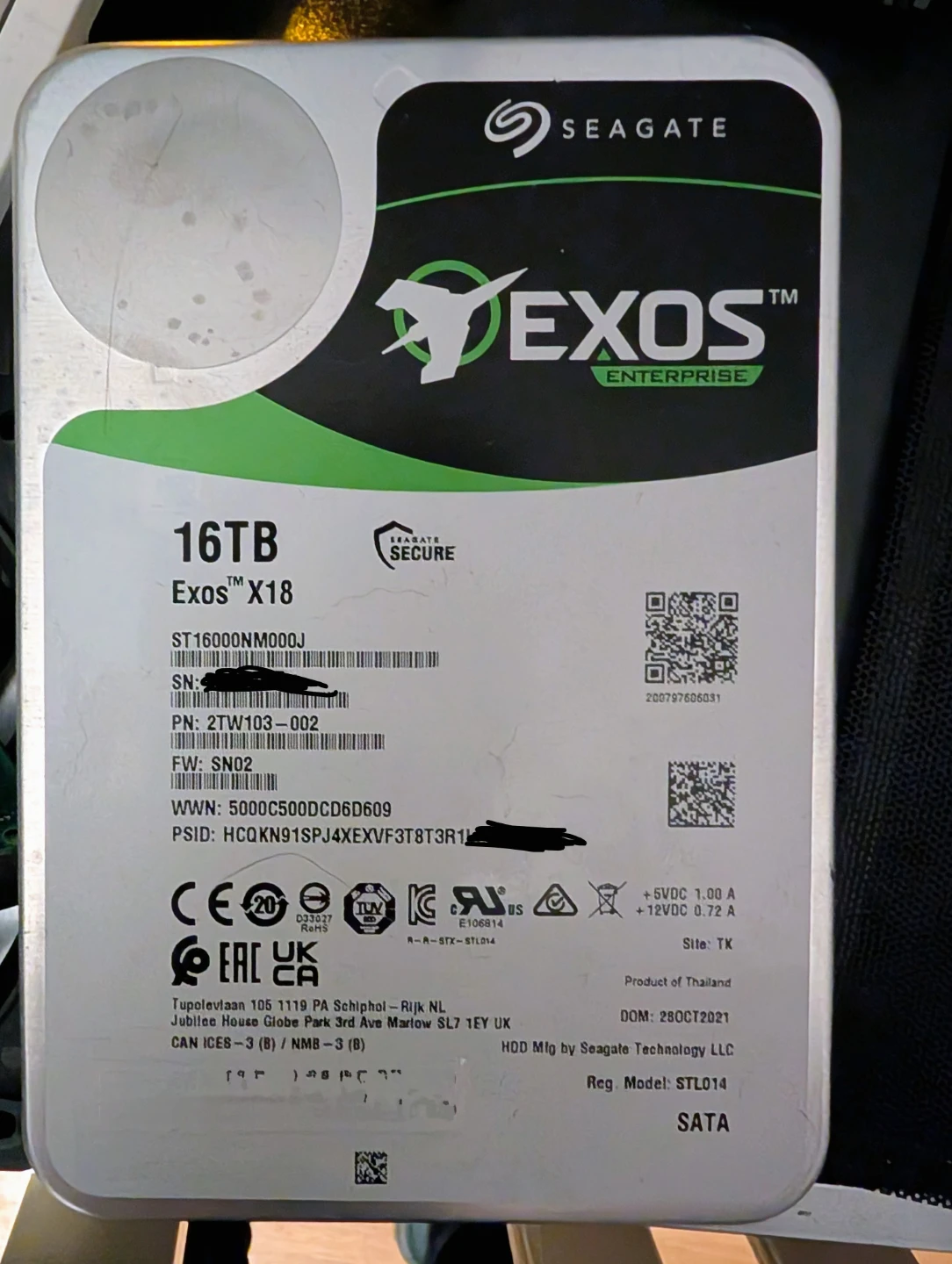 Seagate Exos X18 16TB Enterprise SATA HDD