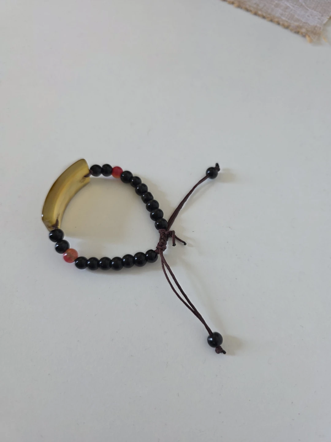 🏈 Adjustable Beaded Bracelet with Amber-Tone Piece - photo 4