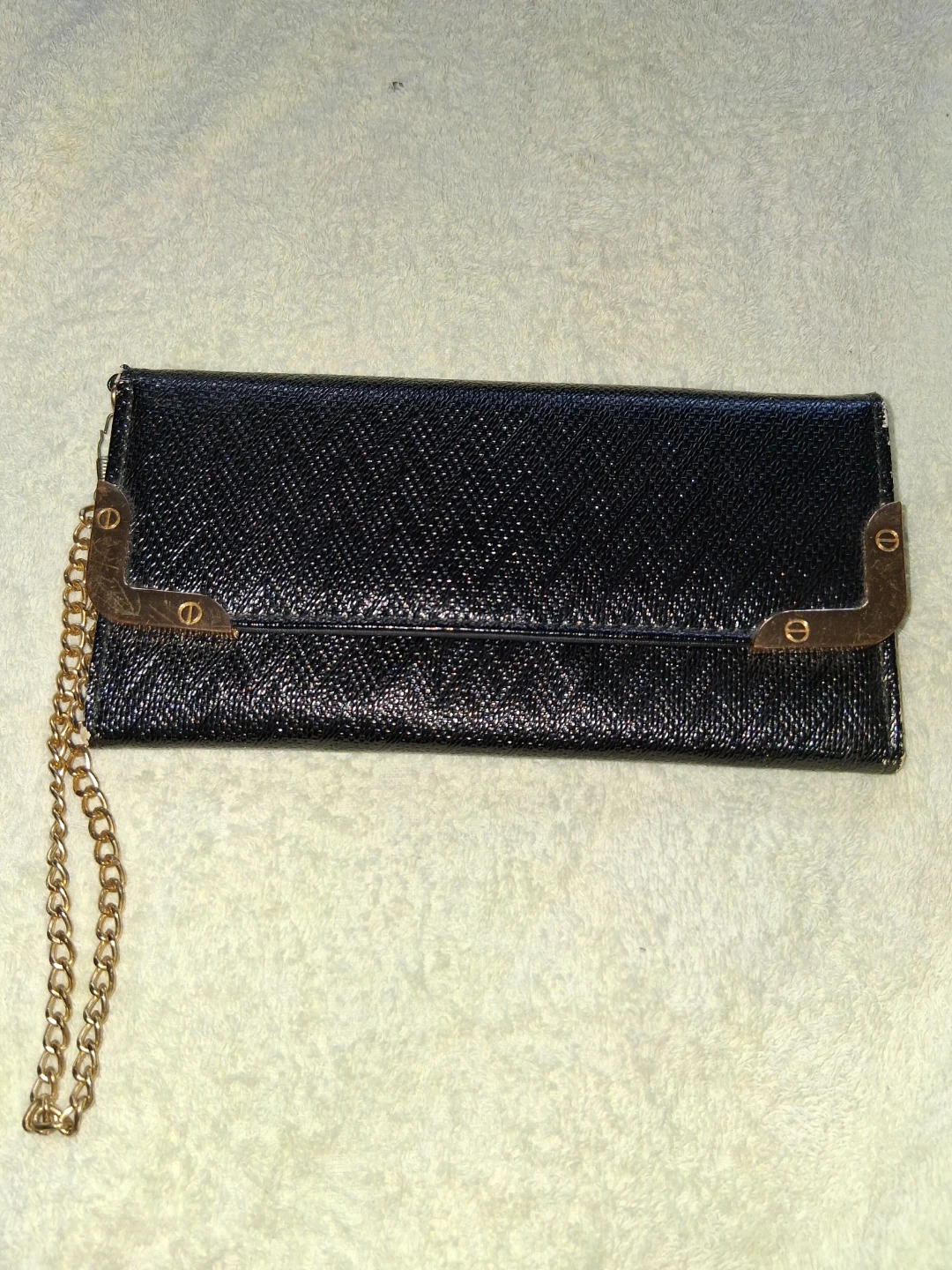 Black Textured Wallet with Chain Strap - photo 2