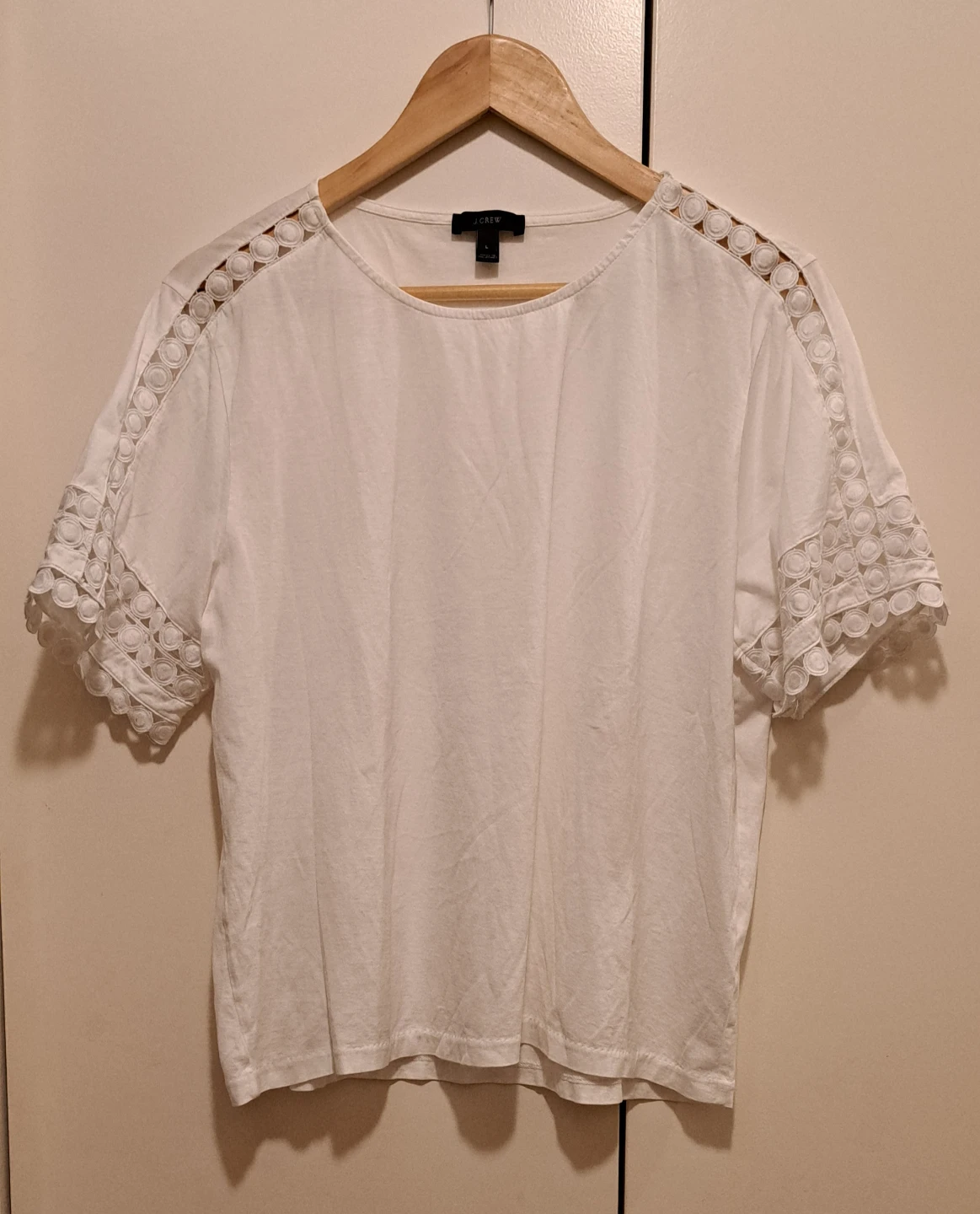J.Crew White Lace Detail Top