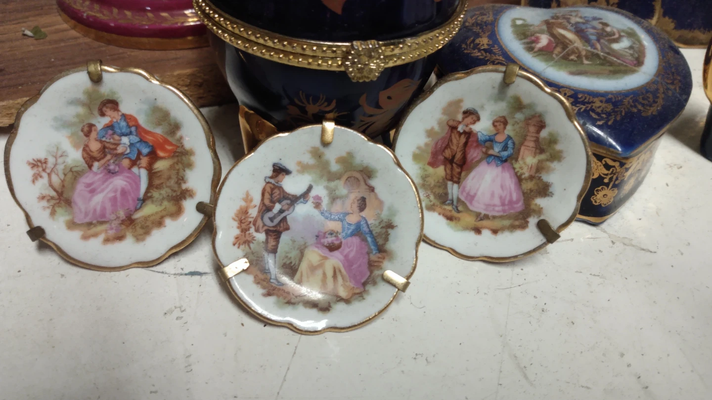 Set of 3 Vintage Decorative Porcelain Miniature Plates