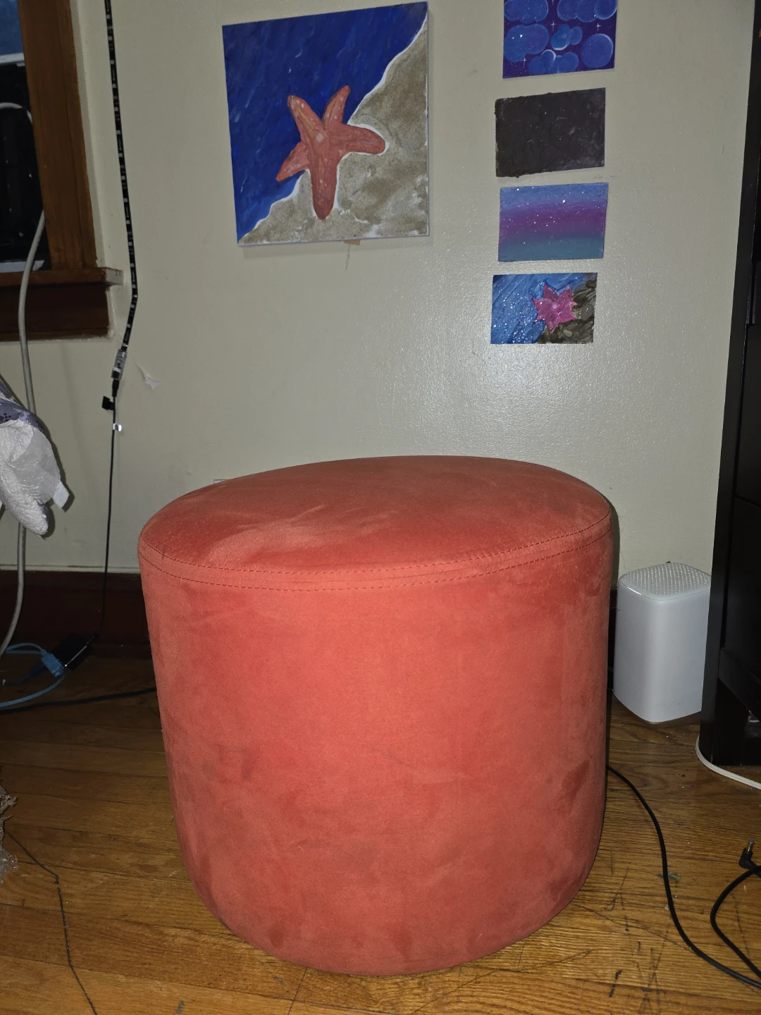Orange round ottoman footstool - photo 3