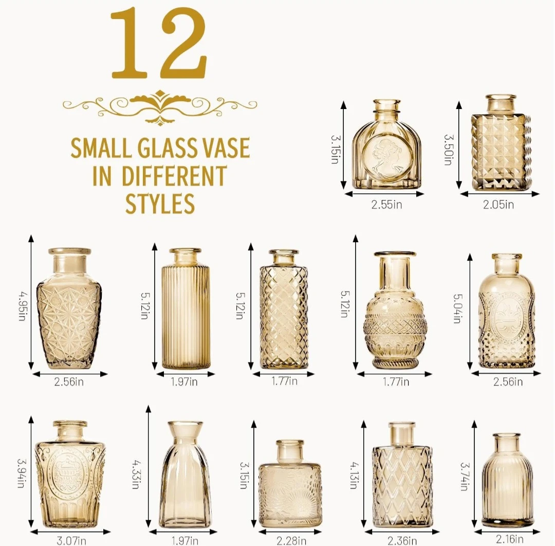 Set of 12 Small Gold  Glass Bud Vases - photo 2