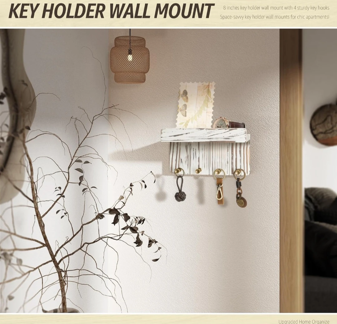 Wall Mounted Key Holder with Shelf 🏈 - photo 2