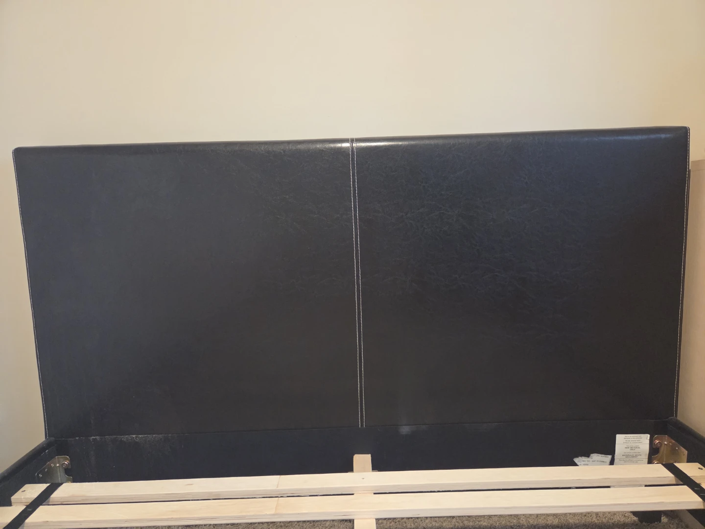 Black leather double bed frame - photo 2