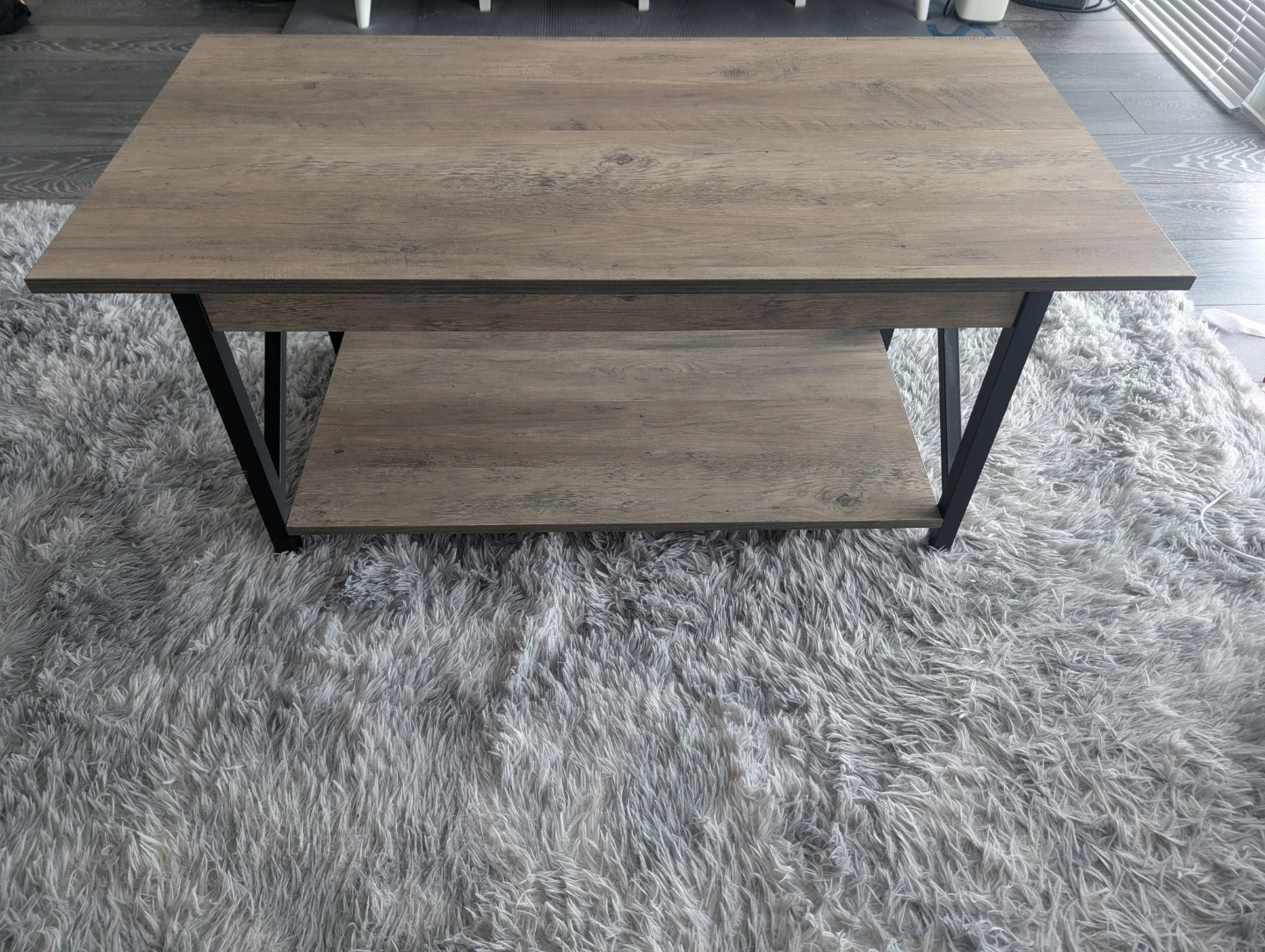 Industrial Coffee Table with Lower Shelf