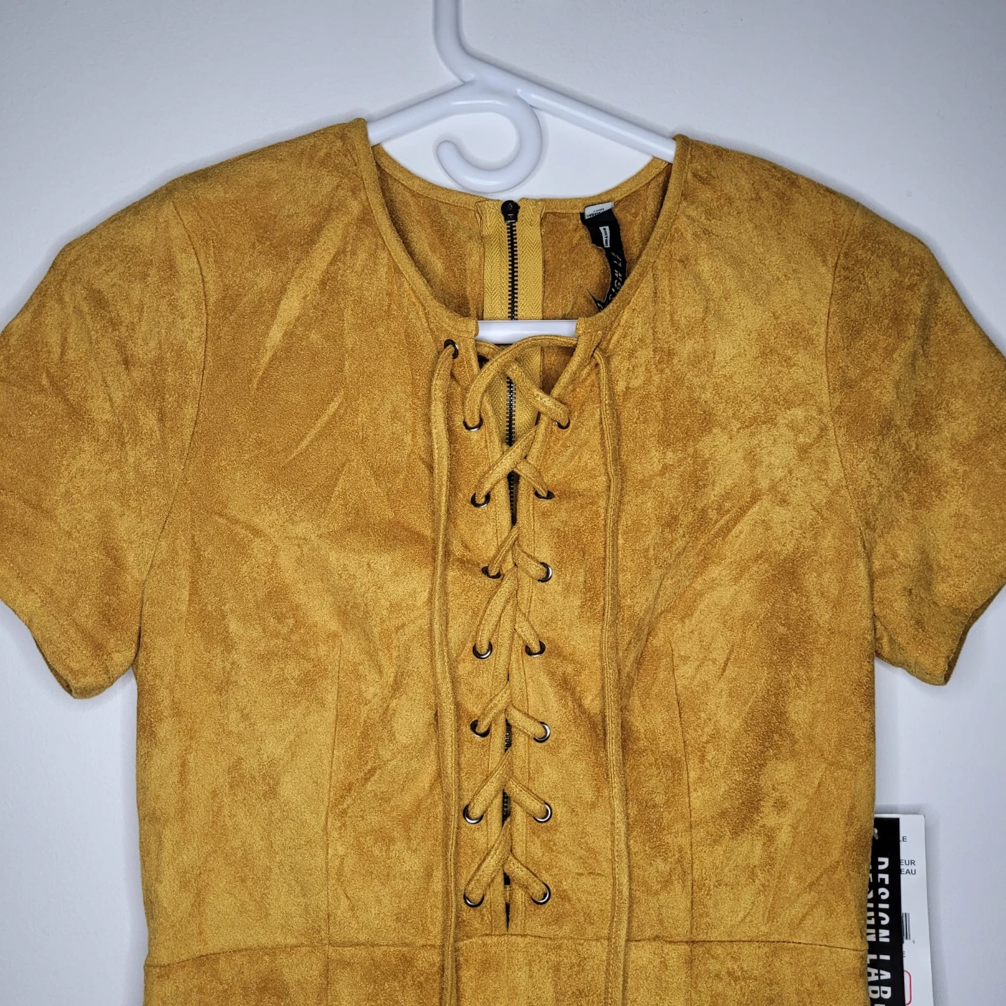 Design Lab Camel Faux Suede Lace-Up Dress - photo 4