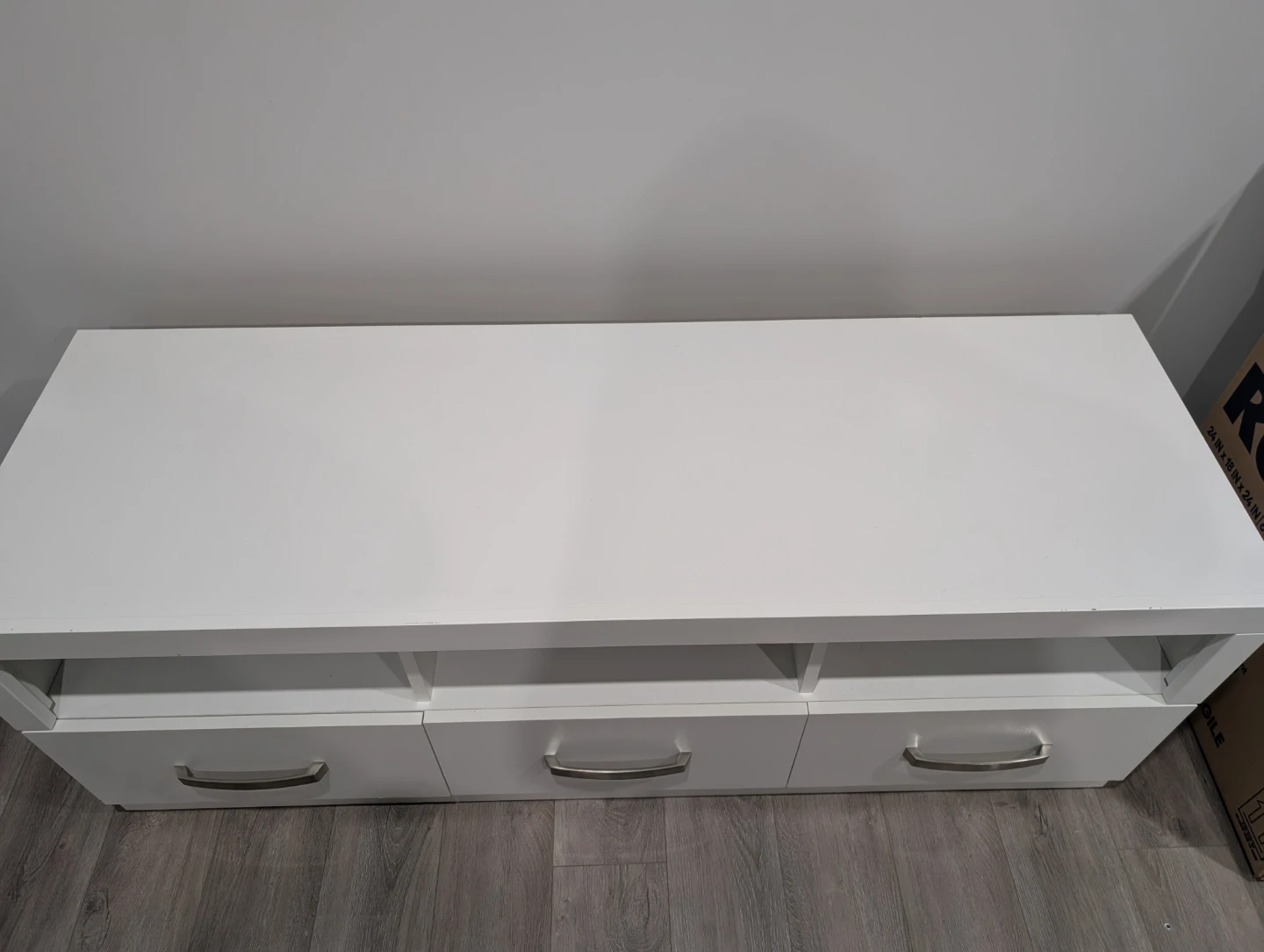 White TV Media Console with Three Drawers - photo 3