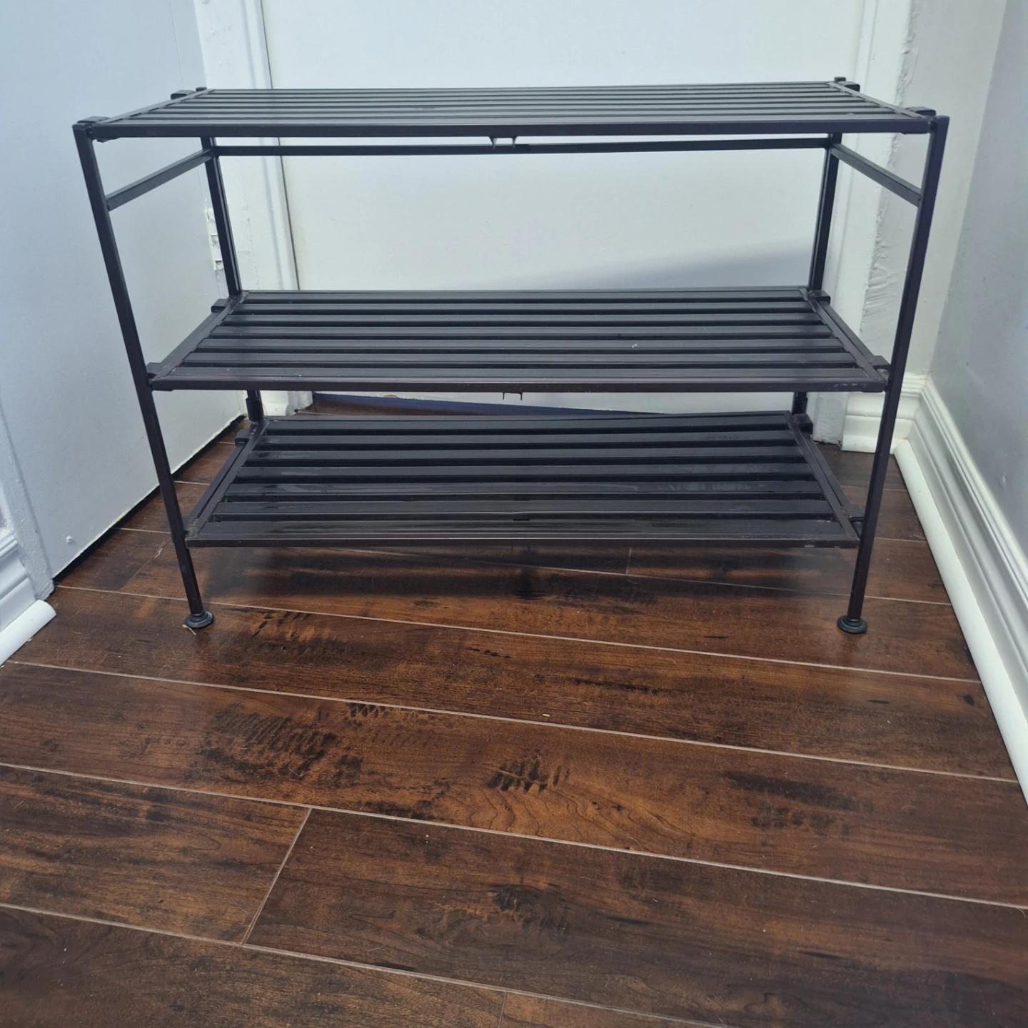 3-Tier Black Metal Shoe Rack