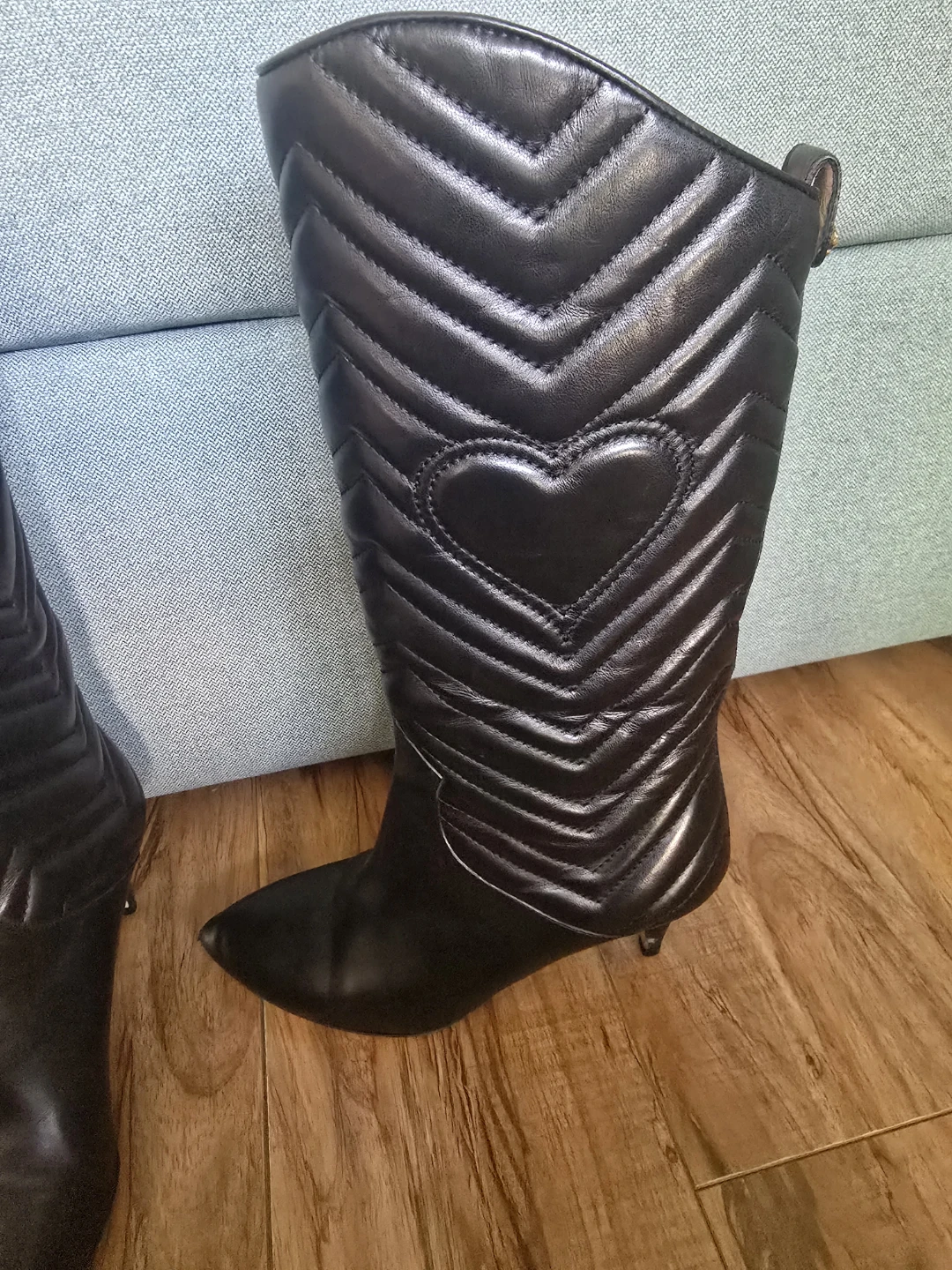 Gucci Black Leather Quilted Boots Size 37 - photo 3