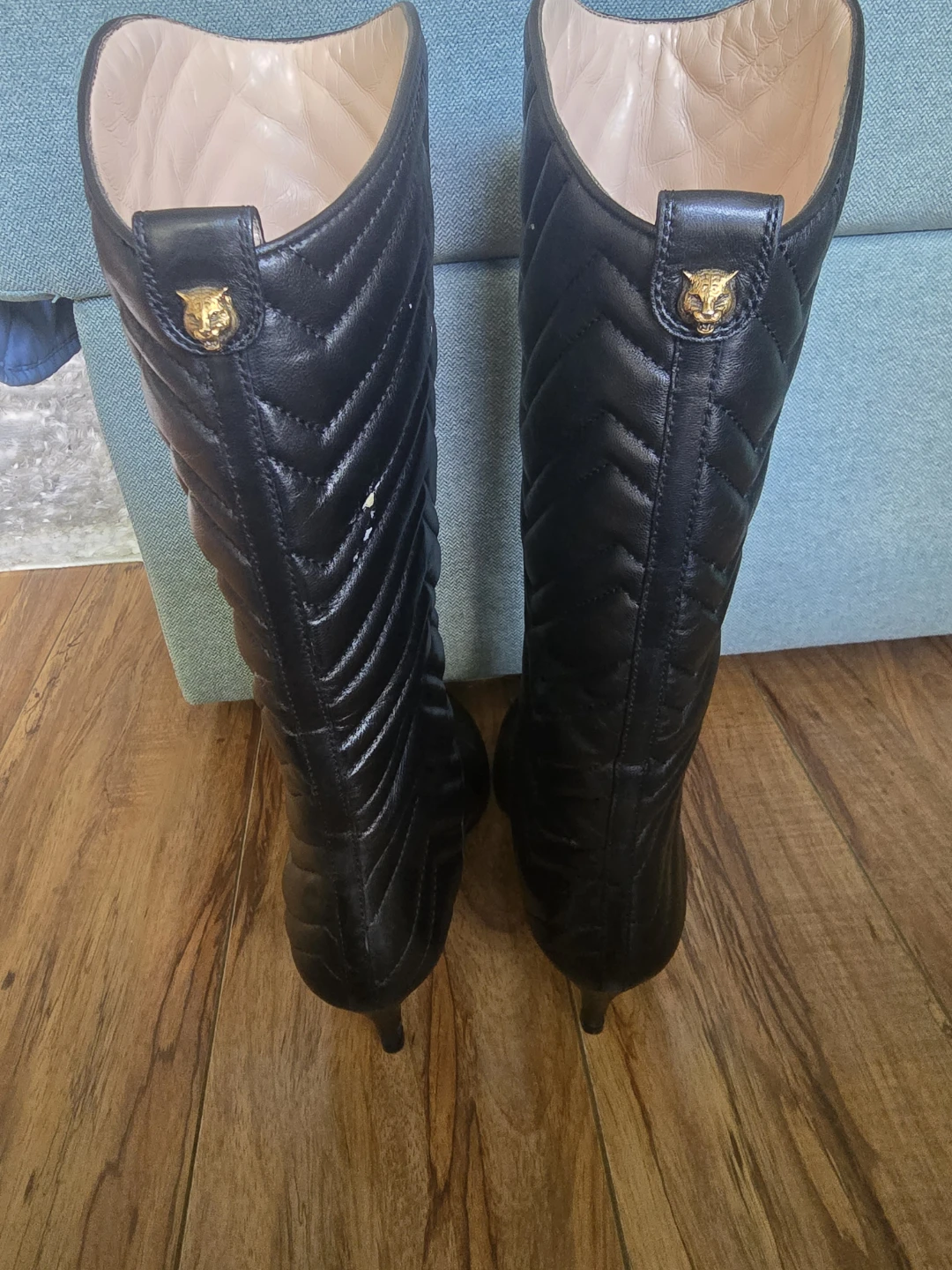 Gucci Black Leather Quilted Boots Size 37 - photo 4