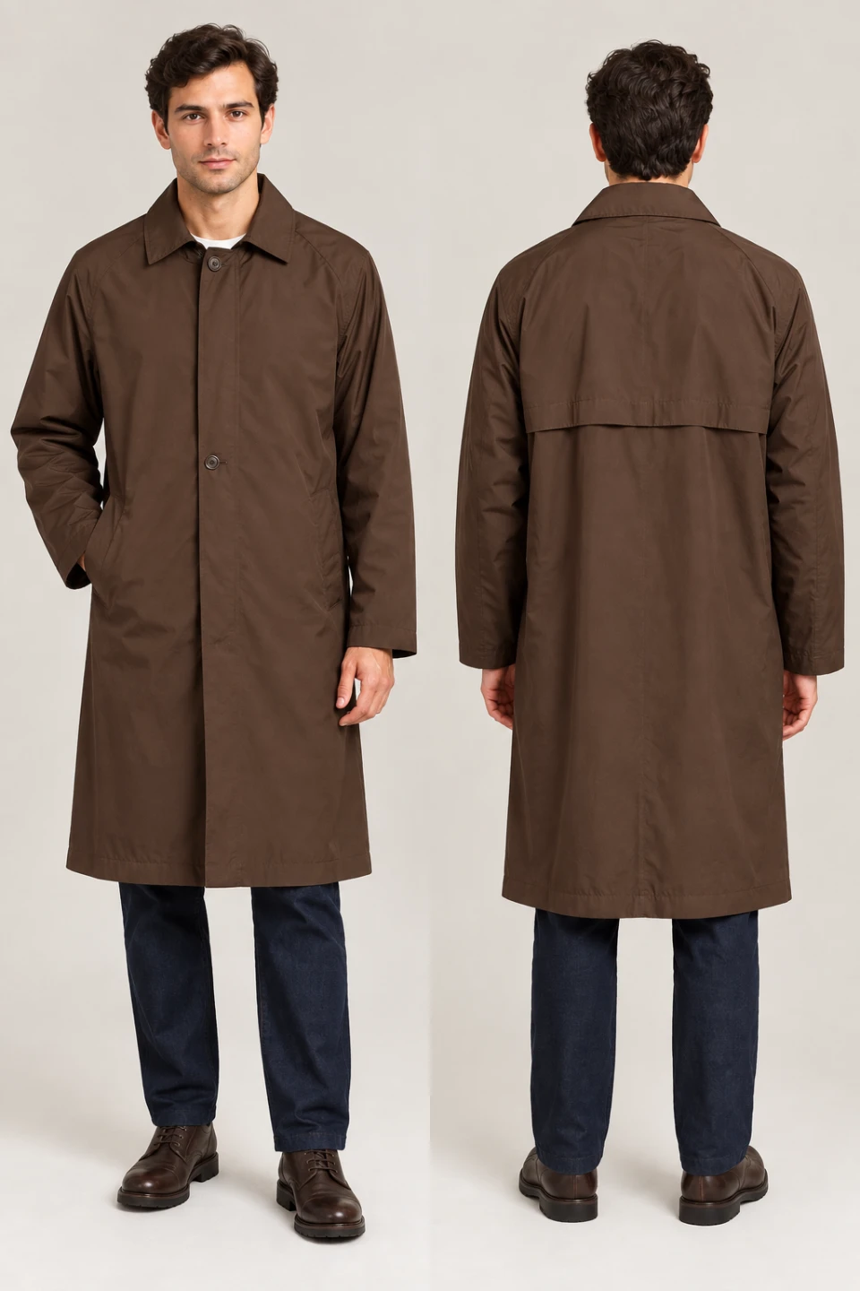 Brown rain coat