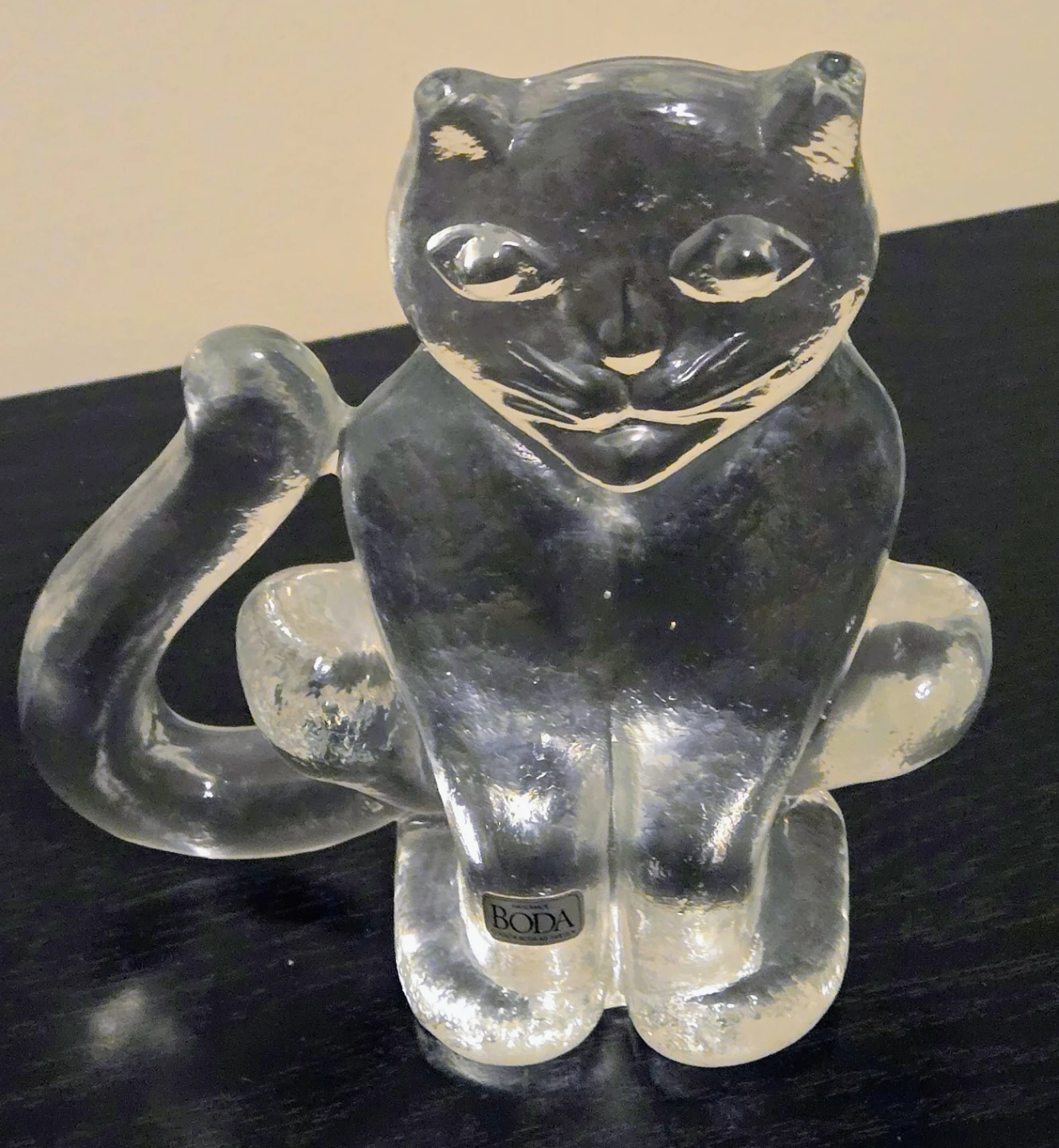 Vintage 1970s Kosts Boda Glass Cat. Large 5.6" Size. Sweden