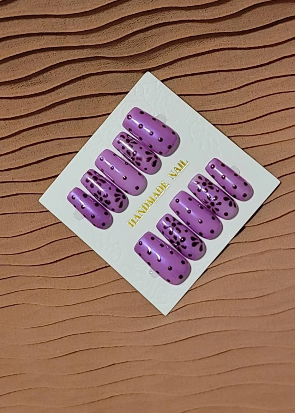 Handmade Purple Floral Press-on Nails