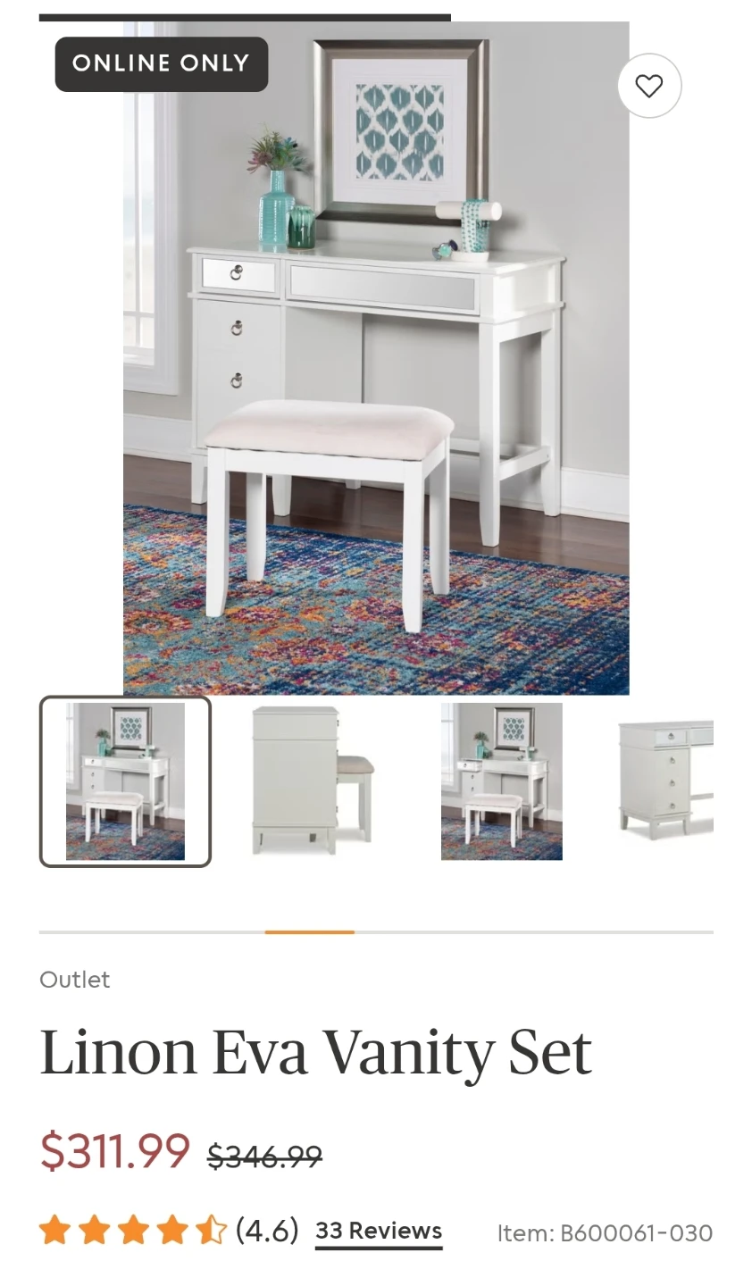 White Vanity Desk with Mirror and Storage - photo 3