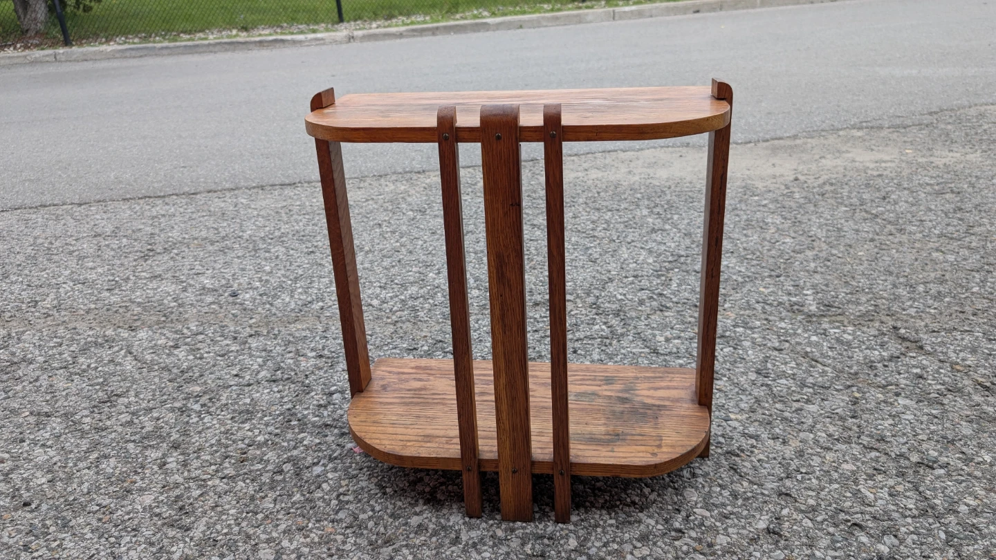 Vintage Oak Wood Hallway Stand - photo 3