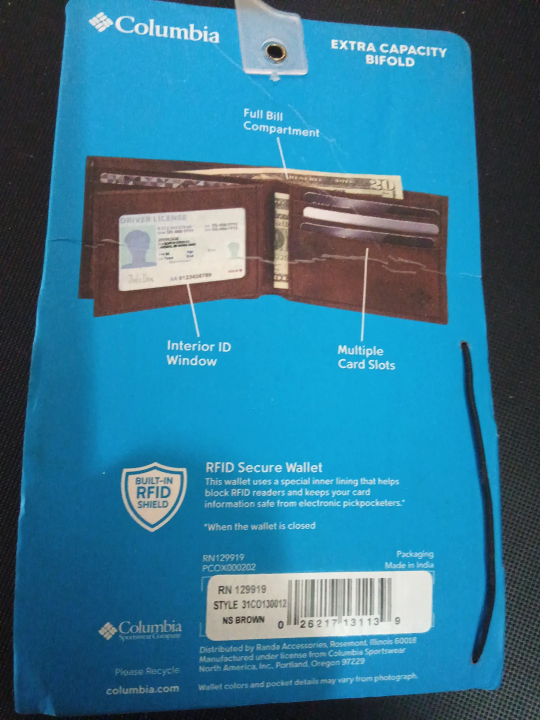 Columbia Extra Capacity Bifold Wallet - Brown. Brand new - photo 3