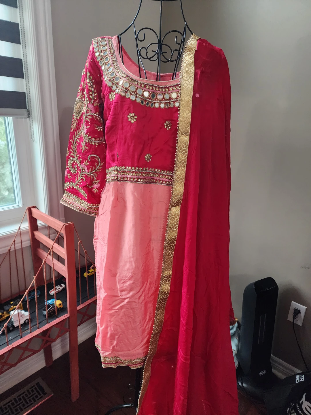 Pink and Red Embroidered Salwar Kameez